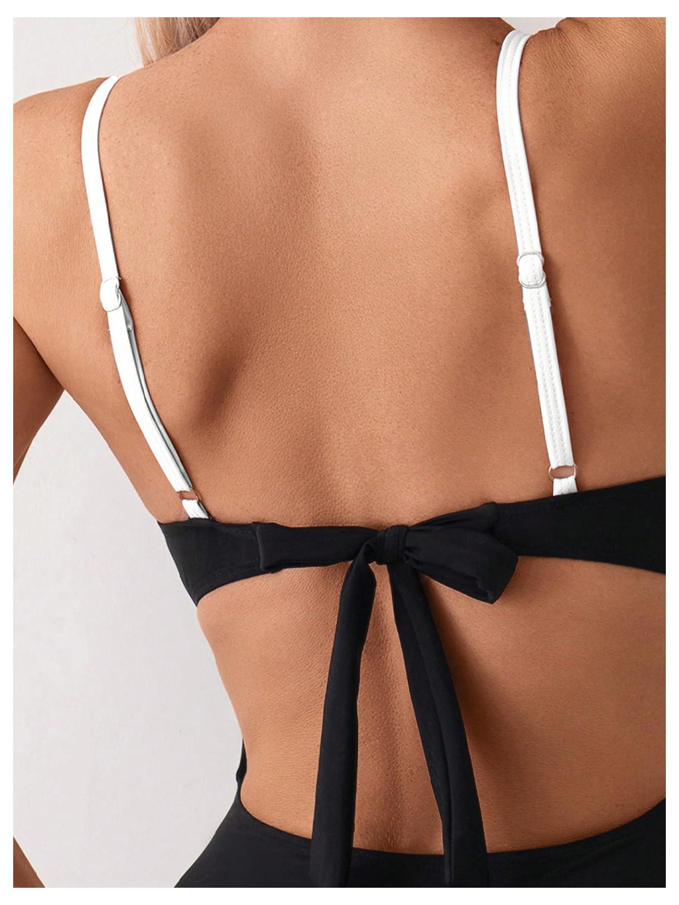 SweatyRocks Women's Tie Backless One Piece Swimsuit Cut Out Bathing Suit Swimwear - Image 5