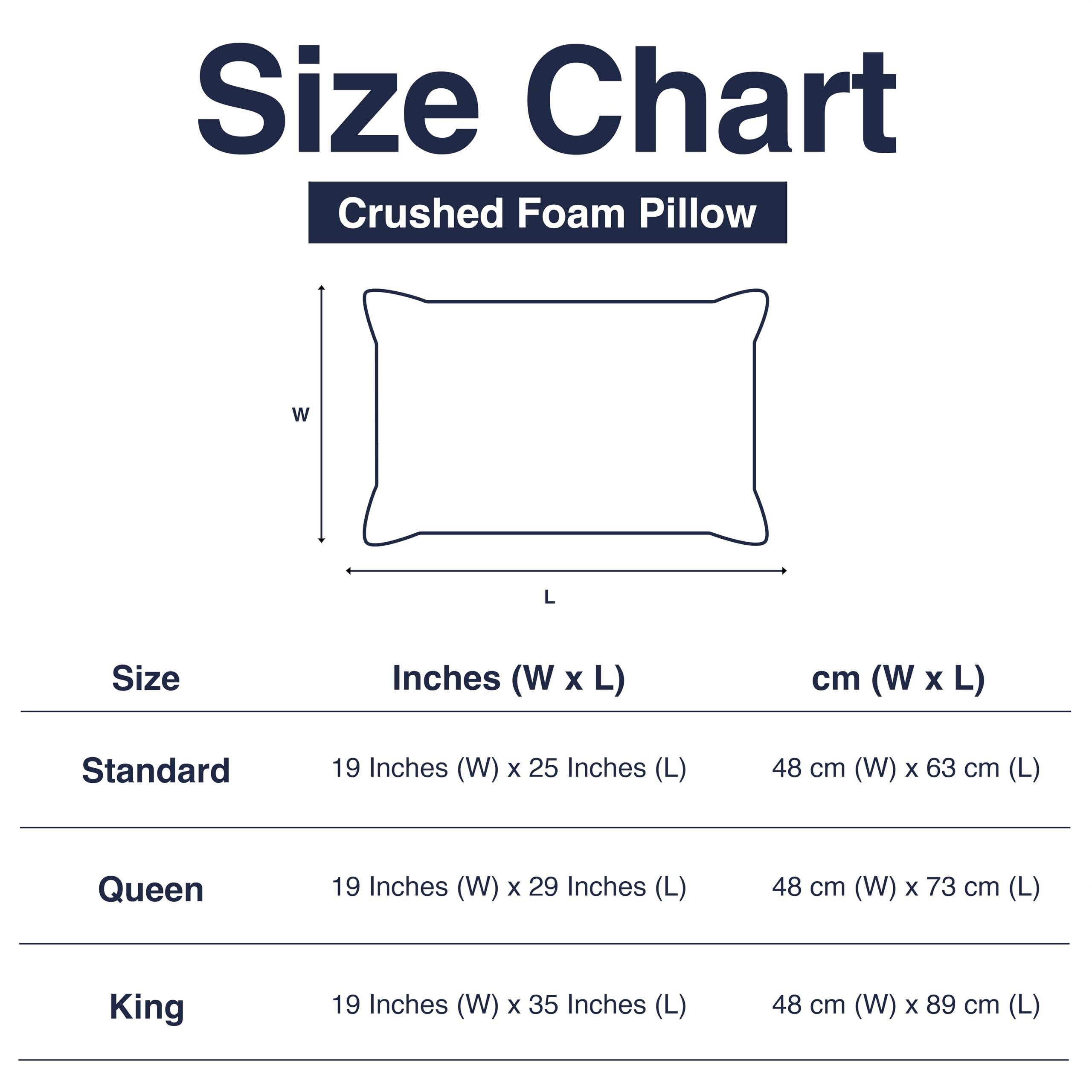 Casual Living Cooling Pillow Set of 2 Crushed Foam Pillows with Extra Fill Hypoallergenic Machine Washable Removable Cover for Side Back and Stomach Sleepers, Standard Size 19-inch x 25-inch, White - Image 2