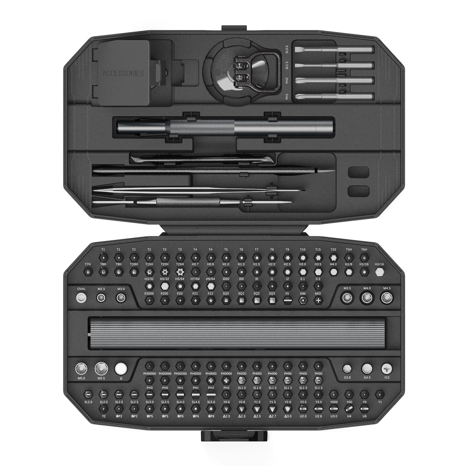 Precision Electric Screwdriver Set,160-in-1 Mini Electric Screwdriver,650mAh Rechargeable Screwdrivers,S2 Magnetic Bit,3 Torque Settings,Repair Tool Kit for Computer Phone Laptop Camera Watch Glasses