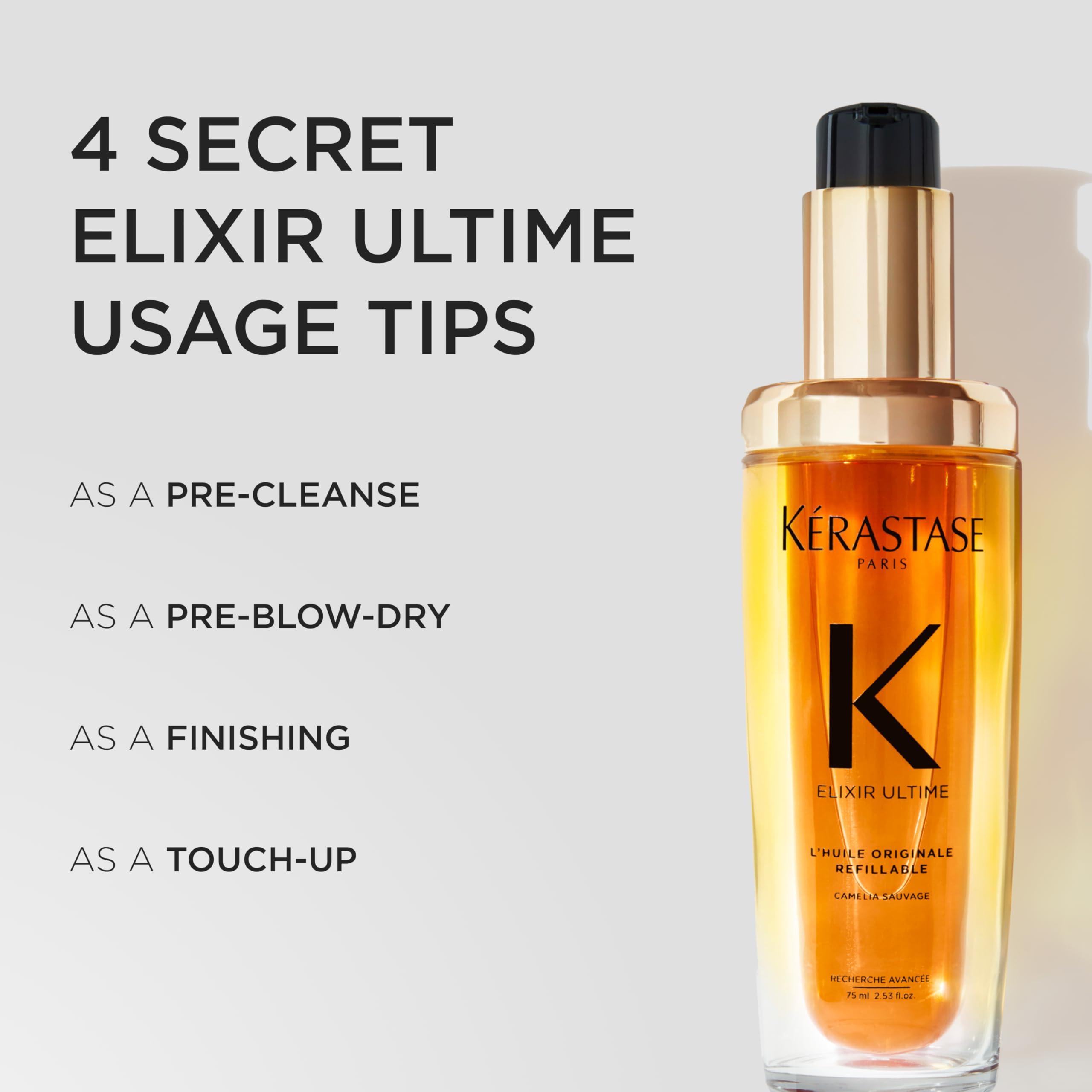 Kerastase Elixir Ultime Refillable Hair Oil - Hydrates & Smoothes Frizz, Adds Shine, With Wild Camellia, Nourishes & Strengthens Hair - Image 6