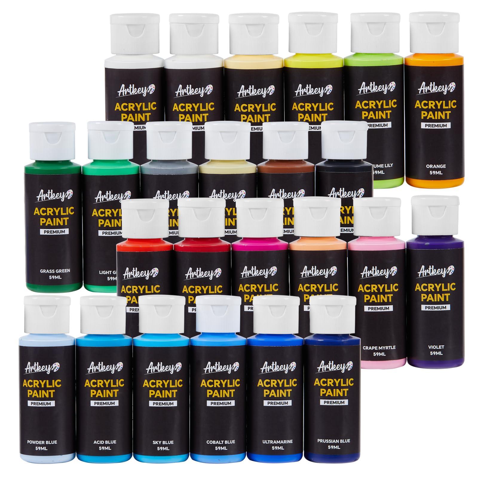 Artkey Acrylic Paint Set - 24 colors 2 oz/59 ml Acrylic Paints Professional Artists Painting Kit for Canvases Fabric Rock Leather Easter Egg Wood Ceramic Glass Art Craft Painting - Image 7