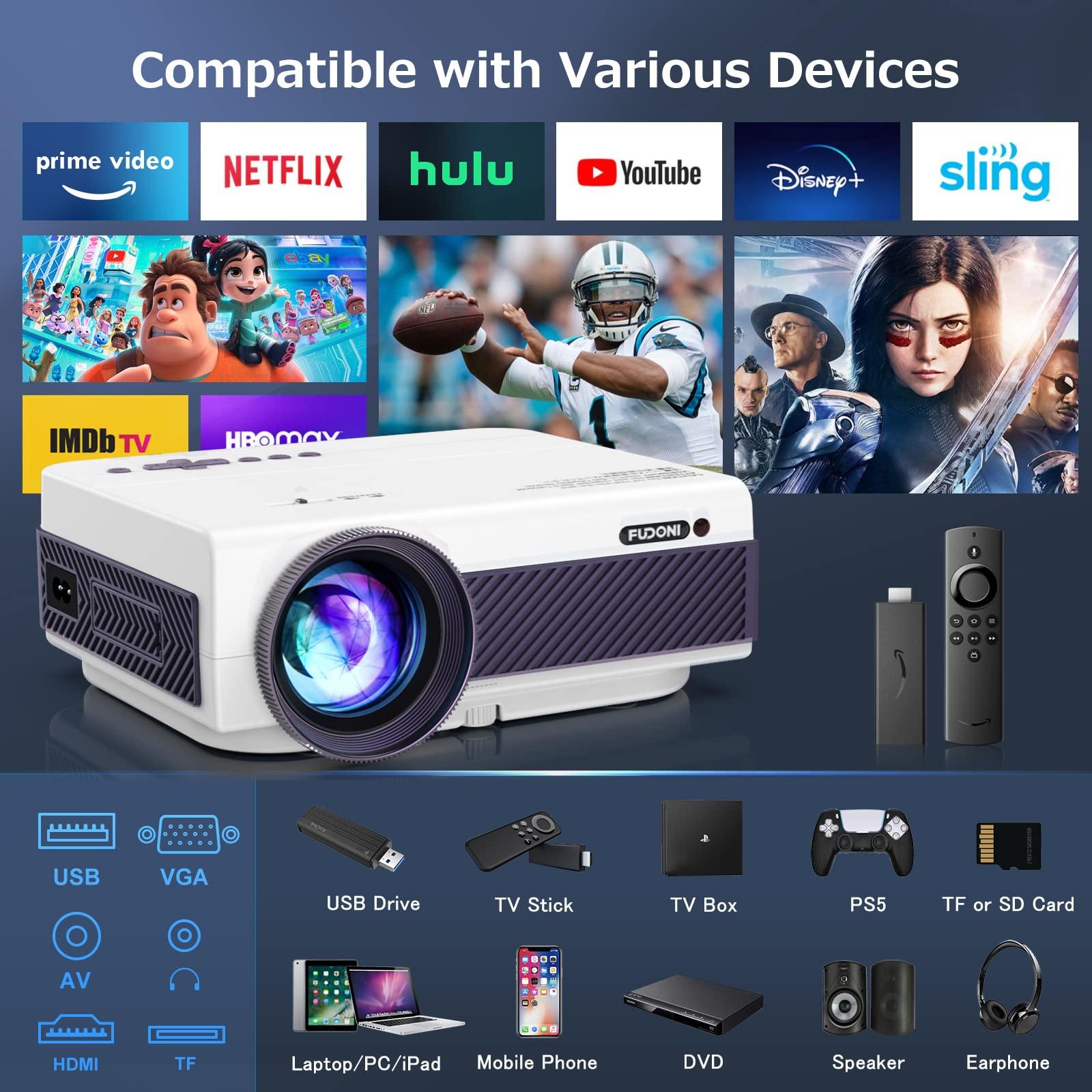 Projector with WiFi and Bluetooth, FUDONI 5G WiFi Native 1080P Outdoor Projector 15000L Support 4K, Portable Movie Projector with Keystone & Zoom, for iOS/Android/Laptop/TV Stick/HDMI/USB/VGA/TF - Image 6