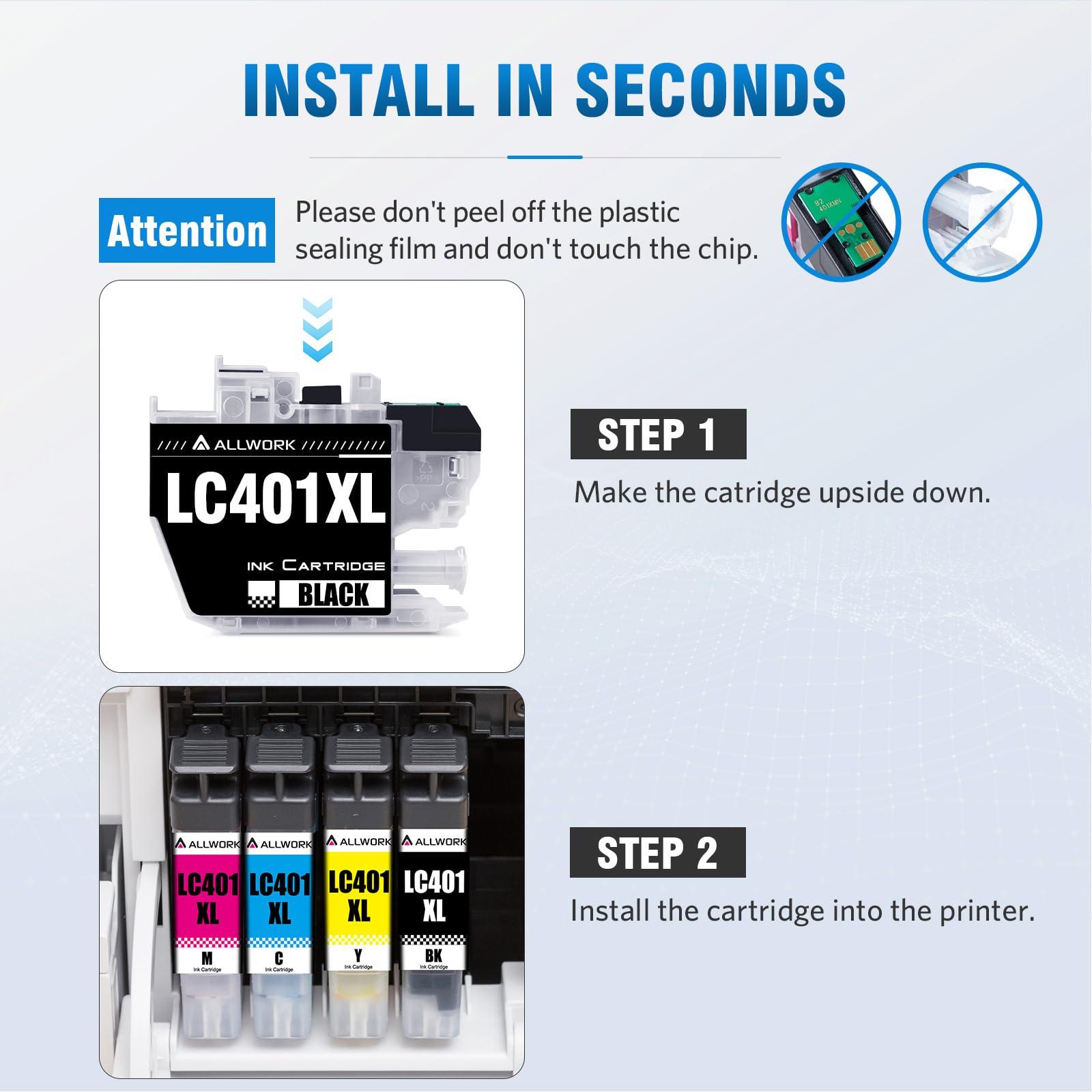 LC401XL LC401 MFC-J1010DW Ink Cartridges for Brother Printer LC 401XL Ink Cartridge Compatible for Brother MFC J1010DW MFC-J1170DW MFC-J1800DW MFC-J1012DW Series Printer (4 Pack) High Yield - Image 5