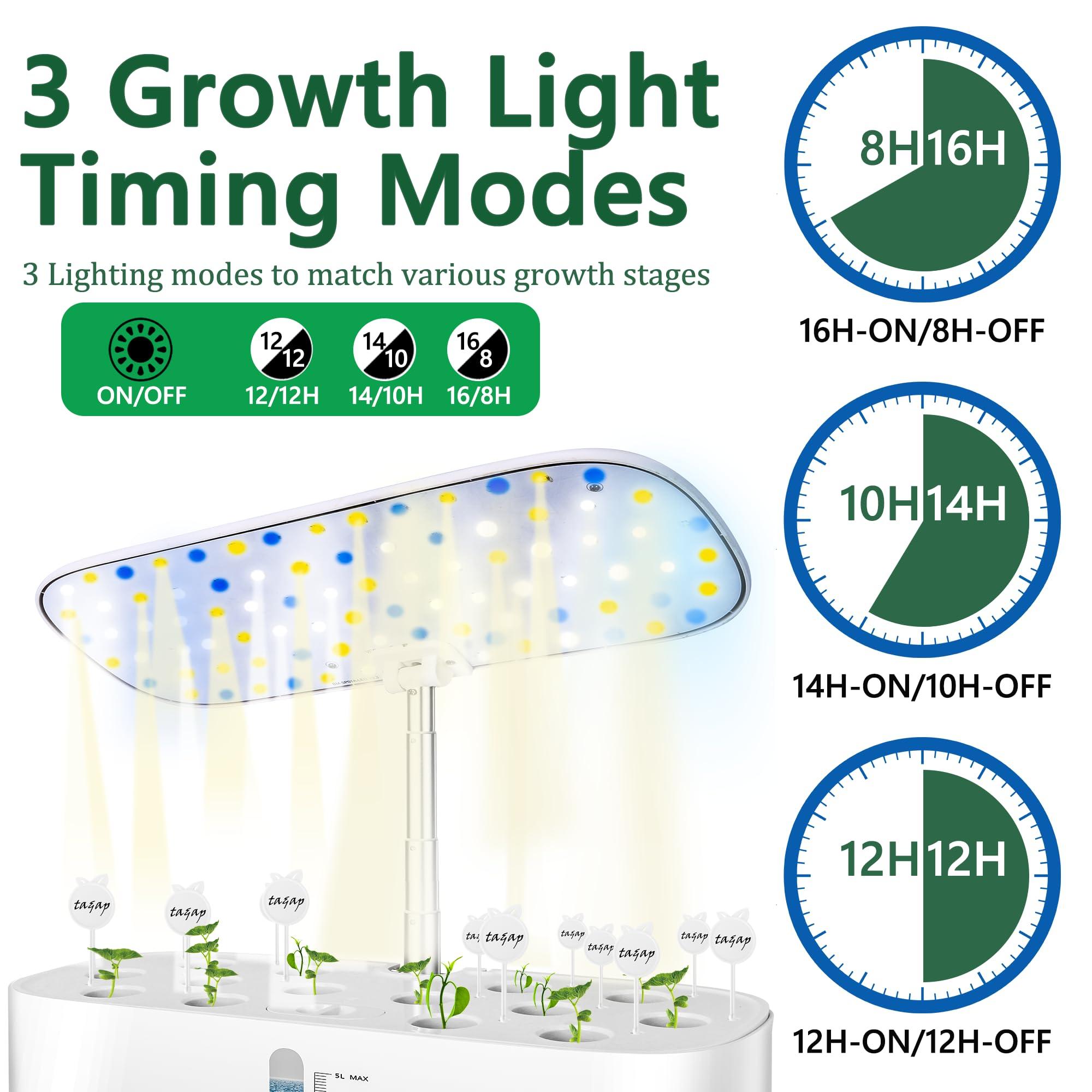 Large Hydroponics Growing System 14 Pods, Indoor Herb Garden with LED Grow Light, 5L Water Tank, Hydroponic Grow Kit with 3 Auto-Timers, Rotatable Light Panel and Child Lock for Home School Gardening - Image 3