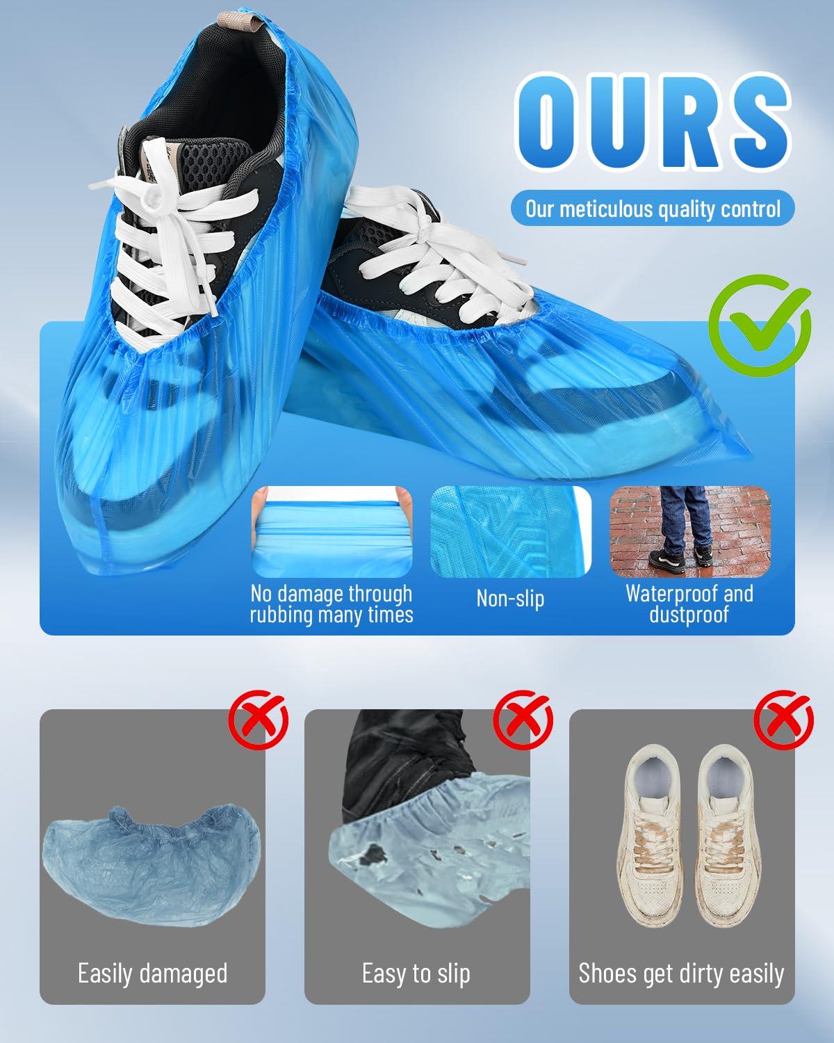 Shoe Covers Disposable-120 Pcs(60 pairs) Compact, Waterproof and Recyclable Shoe Booties Covers for Indoors,fits up to size 11 US Men and 13 US Women, Blue, Large - Image 6