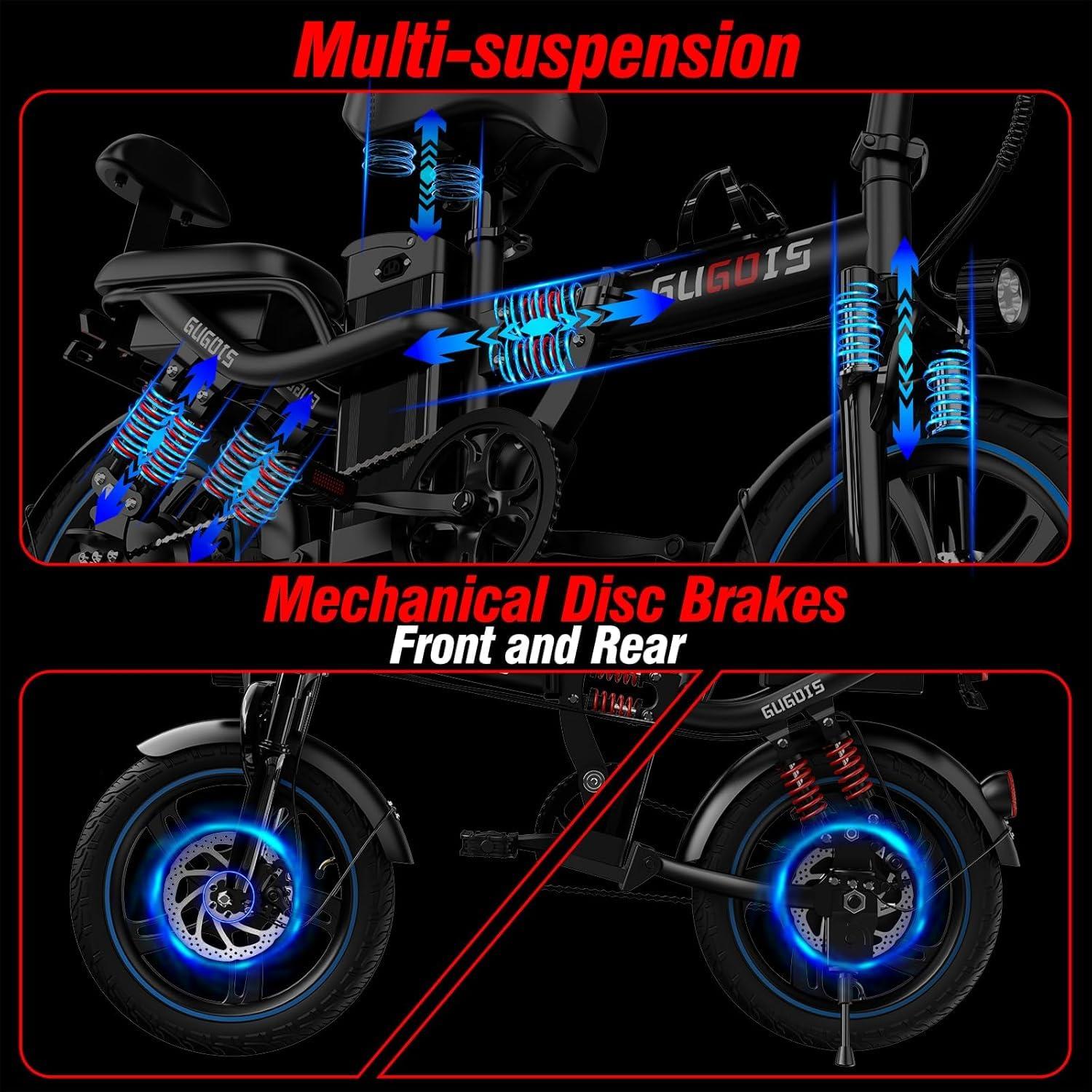 ZABLIZ 16 Inch Mini Folding Electric Bike for Adults, Up to 45/60 Miles 28/32 MPH, 2 Seater Fotable E Bikes for 48V 15/20Ah Removable Battery - Image 4