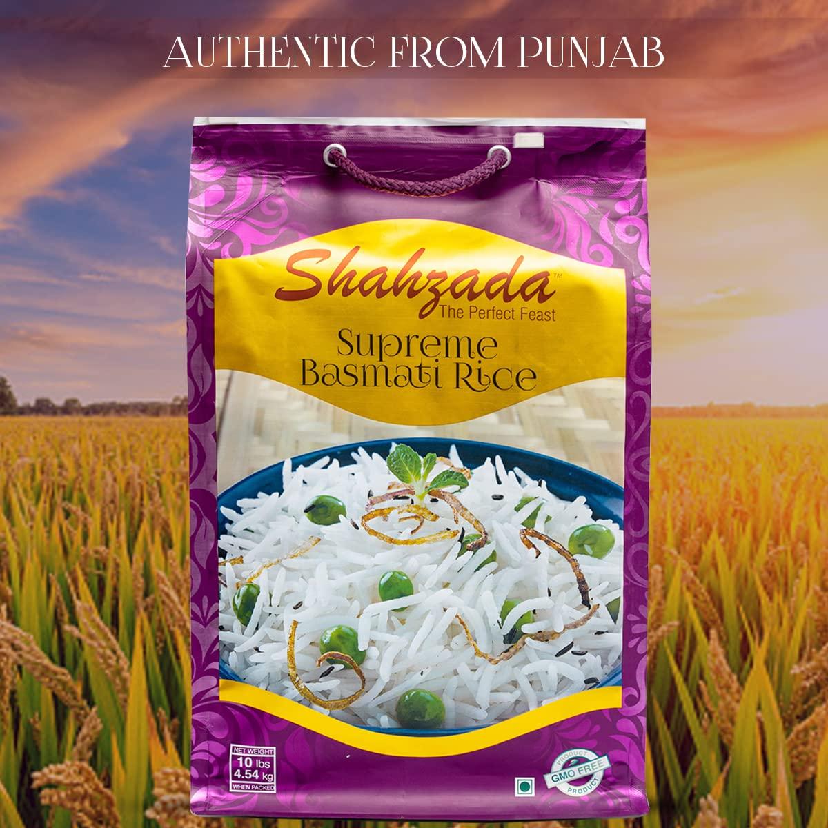 Shahzada Supreme Basmati Rice 10 Lbs – Extra Long Grain, Non-Sticky, Non GMO, Vegan, Gluten Free, No Cholesterol, Low Sodium, Zip-Lock Bag, Parboiled - Image 8