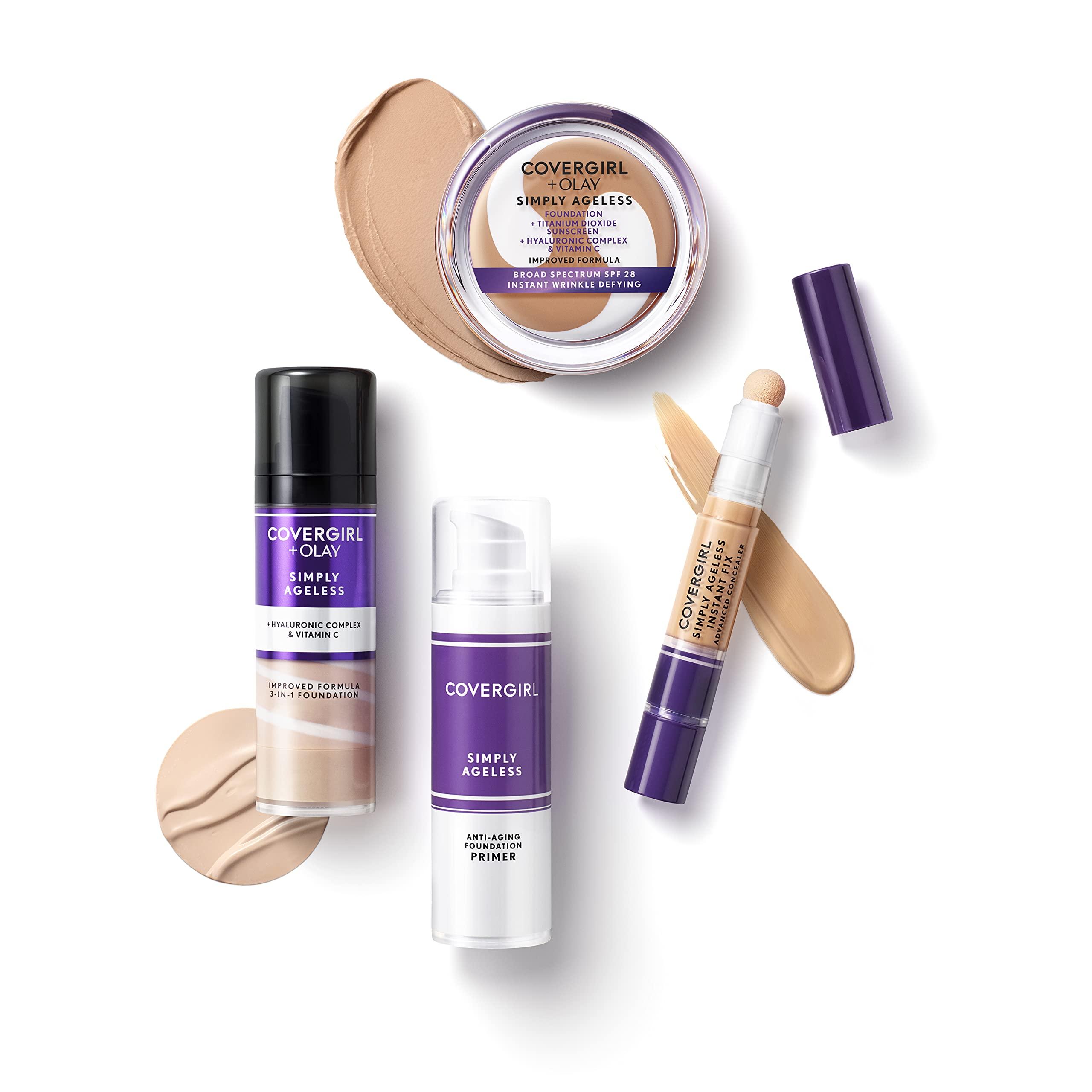 COVERGIRL Simply Ageless Instant Wrinkle Defying Foundation, SPF 28, Hyaluronic Complex & Vitamin C - 235 Medium Light, Pack of 1 - Image 5