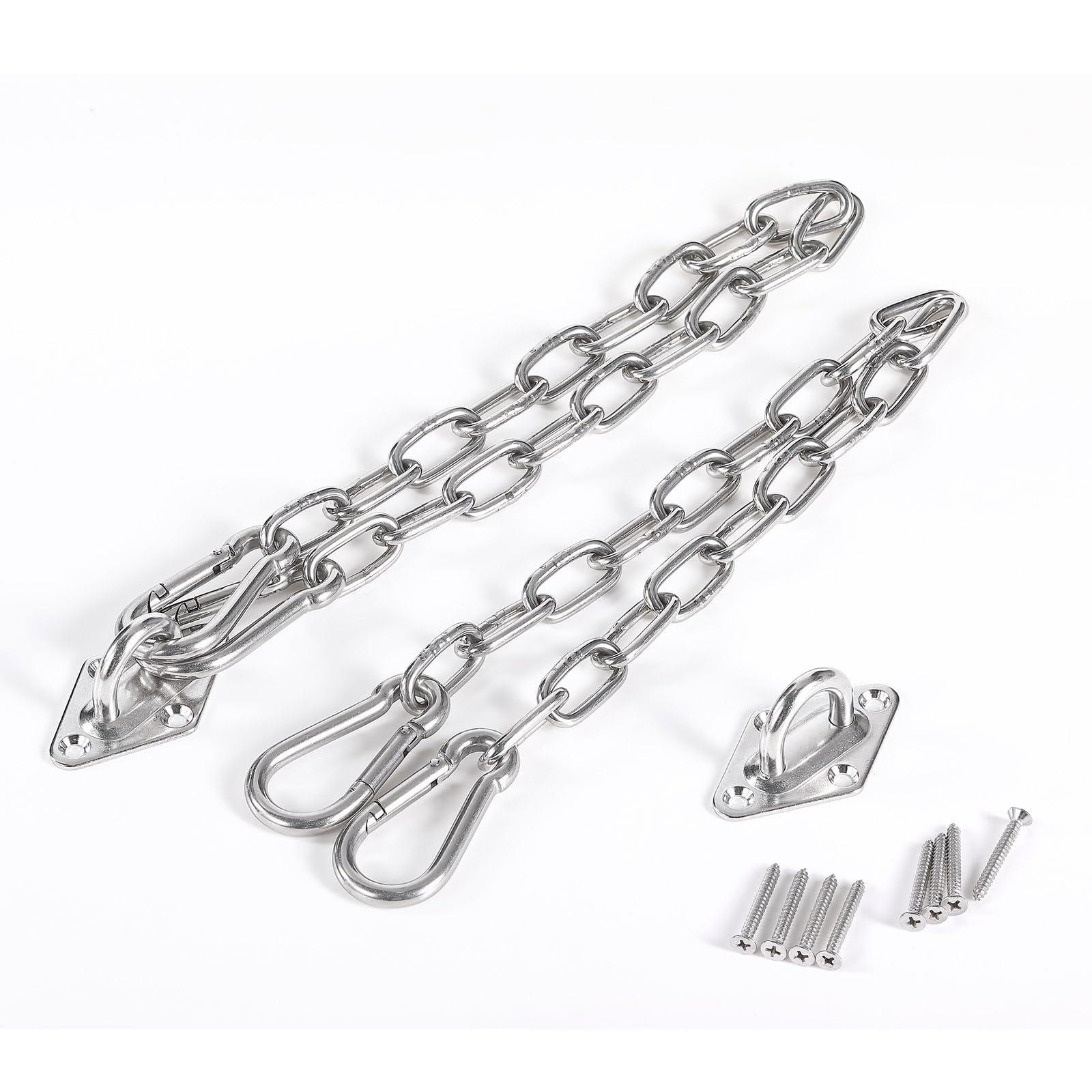 Hammock Hanging Kit & 2 Pack Swing Extension Chain, Hammock Hardware Kit, Extended Hanging Chain with 4 Carabiners with for Hammocks Swing Chairs Indoor Outdoor