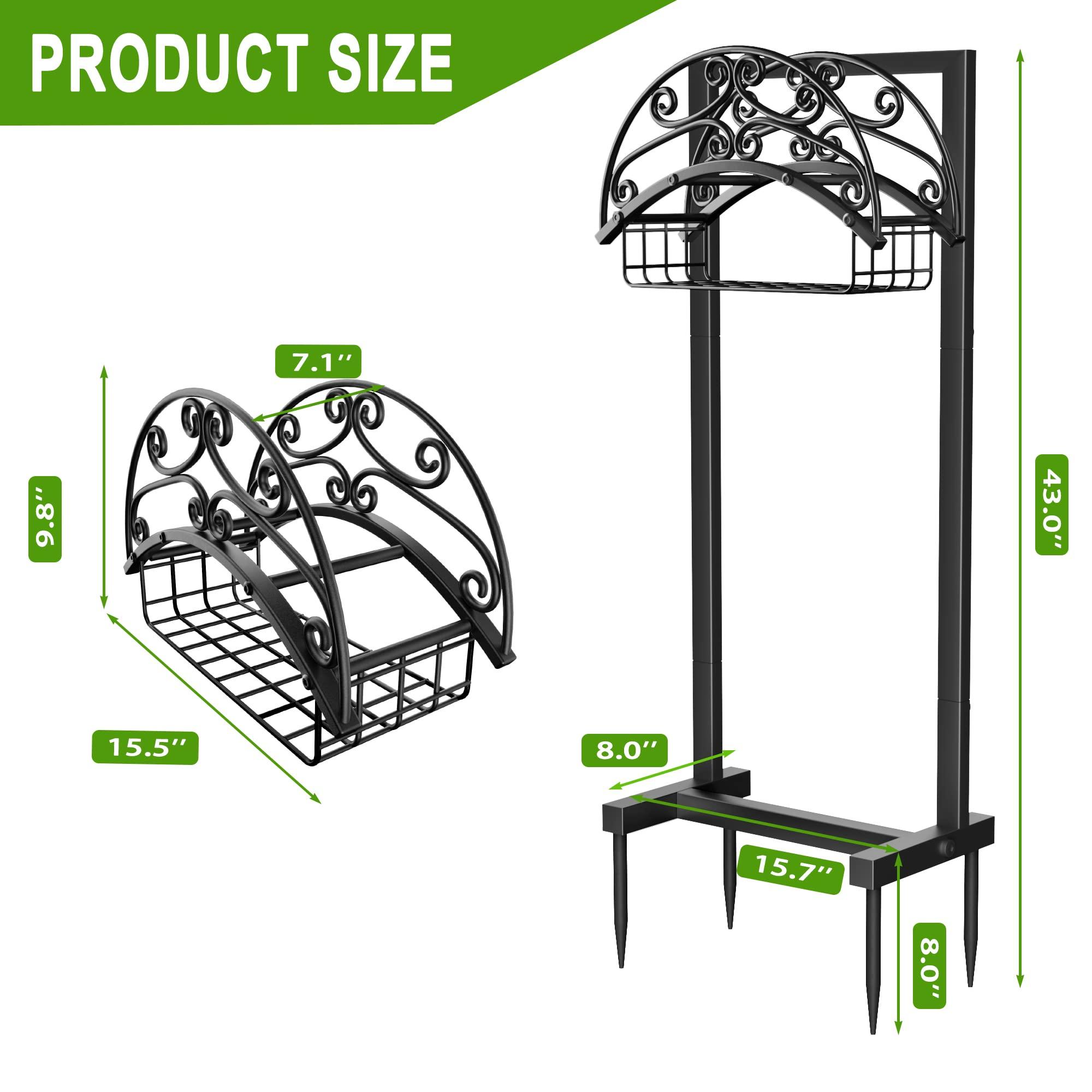 Gayuteay Garden Hose Holder - Upgraded Water Hose Holder Holds 151-feet Hose, Heavy Duty Metal Hose Stand Sturdy Freestanding Hose Hanger, Detachable Garden Hose Storage Rack for Outside Yard Lawn - Image 2