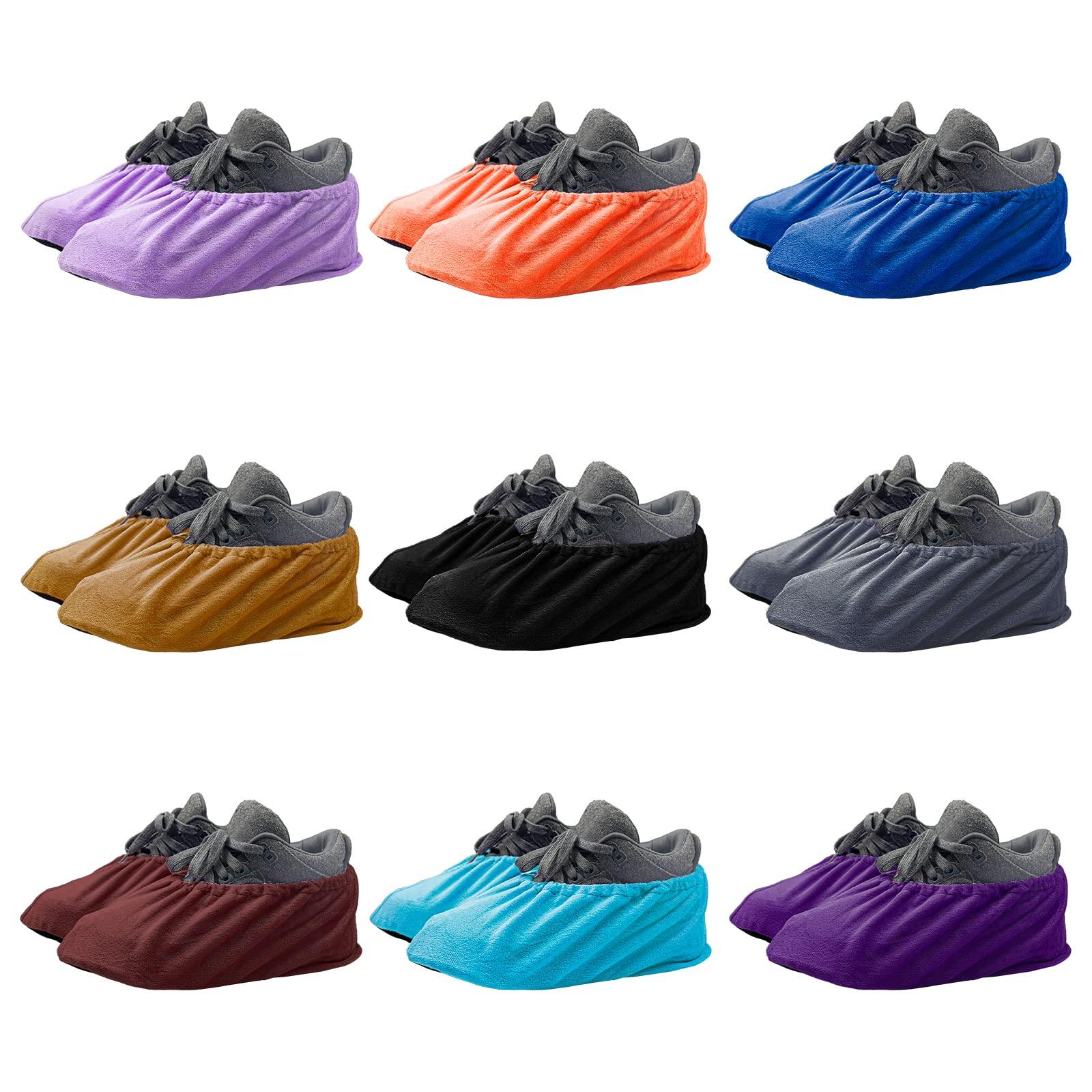 ELANE 9 Pairs Reusable Shoe Covers for Indoors，Washable Shoe Covers Bowling Shoe Covers Reusable，Non Slip Shoe Covers Foot Service for Indoor Household Office Laboratory (12inch)