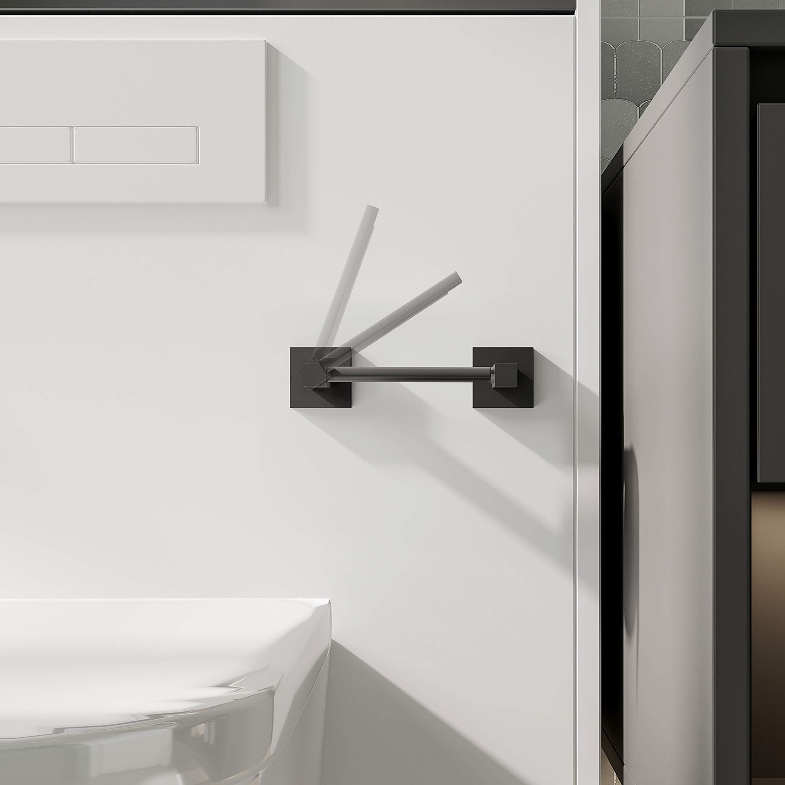 Ruacq Toilet Paper Holder Matte Black Double Post Pivoting Square Tissue Holders Roll Holder Hangers Toilet Paper Modern Wall Mounted, Commercial Bathroom Toilet Paper Roll Holder - Image 3