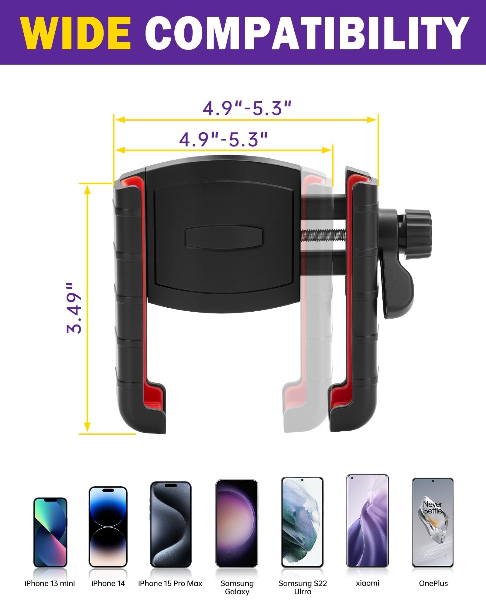 Golf Cart Phone Holder Mount for EZGO Club Car Yamaha – 360° Rotatable Universal Cell Phone Cradle for iPhone 15 14 13 Pro Max, Samsung Galaxy, Pixel – Secure Clamp, Fits All Smartphones - Image 4
