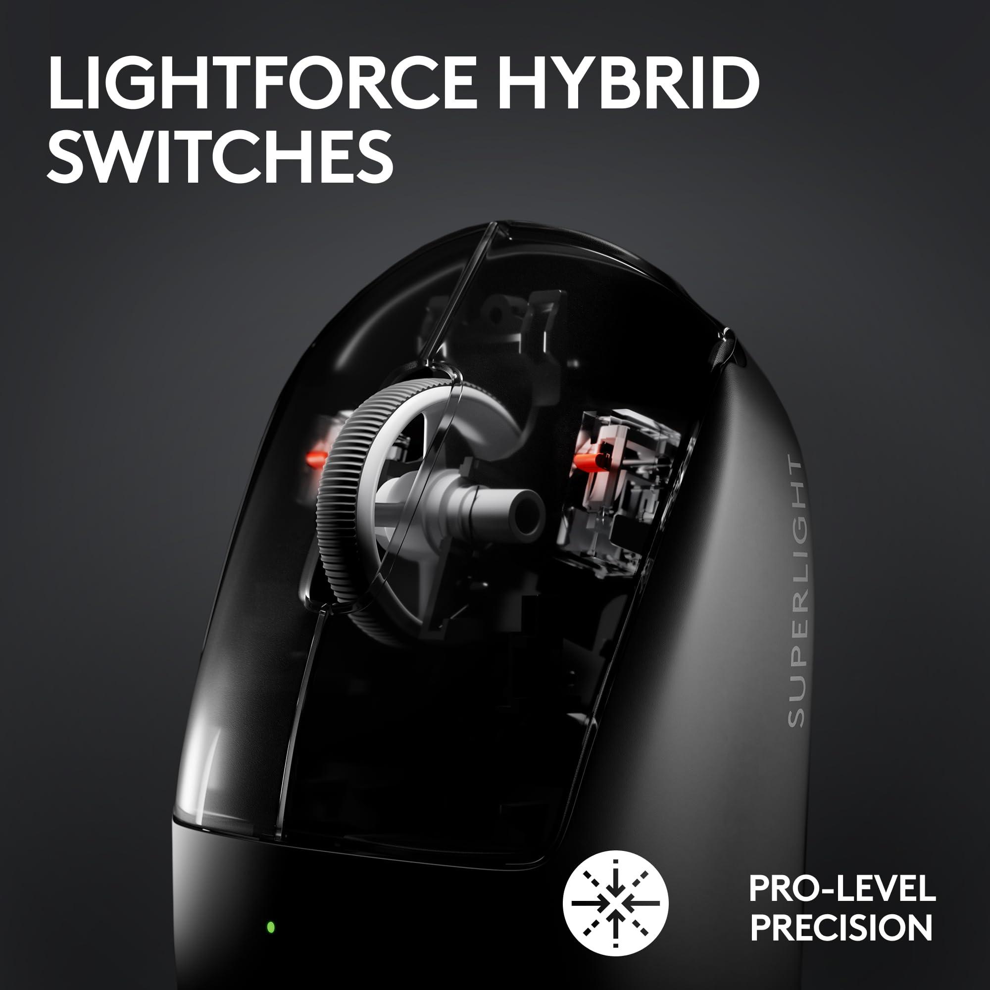 Logitech G PRO X SUPERLIGHT 2 Wireless Gaming Mouse, 60g Pro-Grade with 5 Programmable Buttons, 44k DPI Sensor, 8kHz Report Rate, USB-C Charging for PC/Mac - Black - Image 3