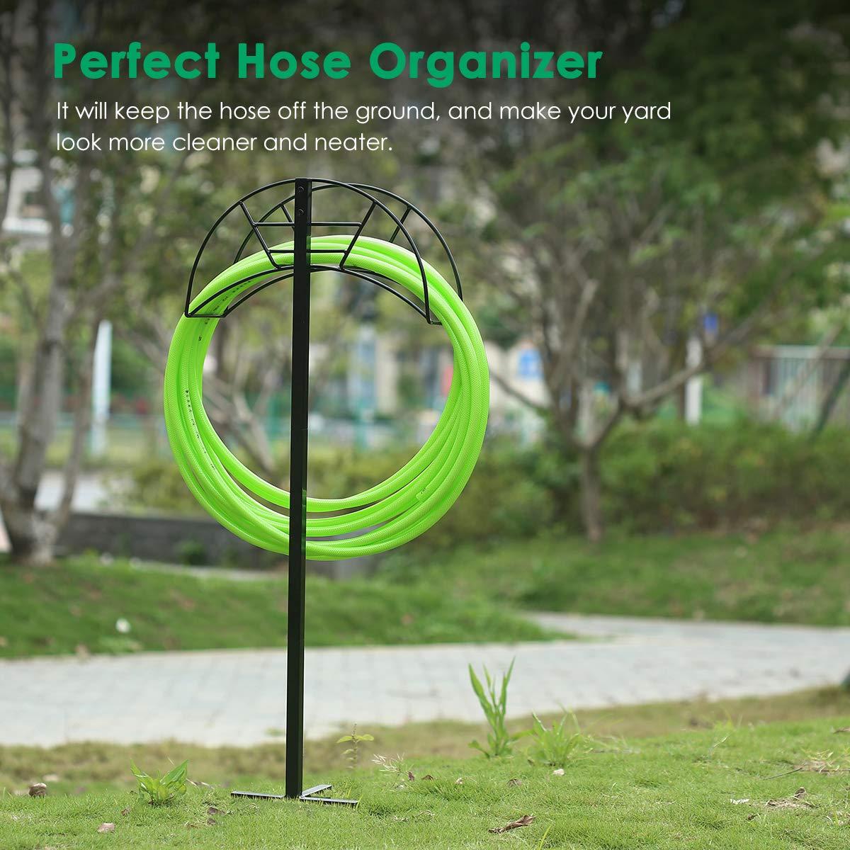 TomCare Garden Hose Holder Detachable Metal Water Hose Holder Hose Hanger Heavy Duty Hose Holder Free Standing Garden Hose Storage Hose Stand for Outside Yard, Black - Image 5