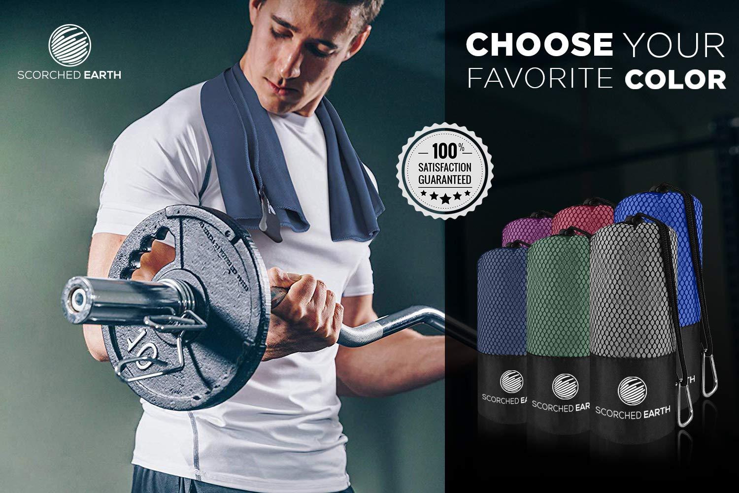 ScorchedEarth Microfiber Travel & Sports Towel Set - Quick Dry, Super Absorbent, Compact, Lightweight - for Camping, Backpacking, Hiking, Beach, Yoga, Swimming - Includes 2 Sizes + Carrying Bag & Clip - Image 7