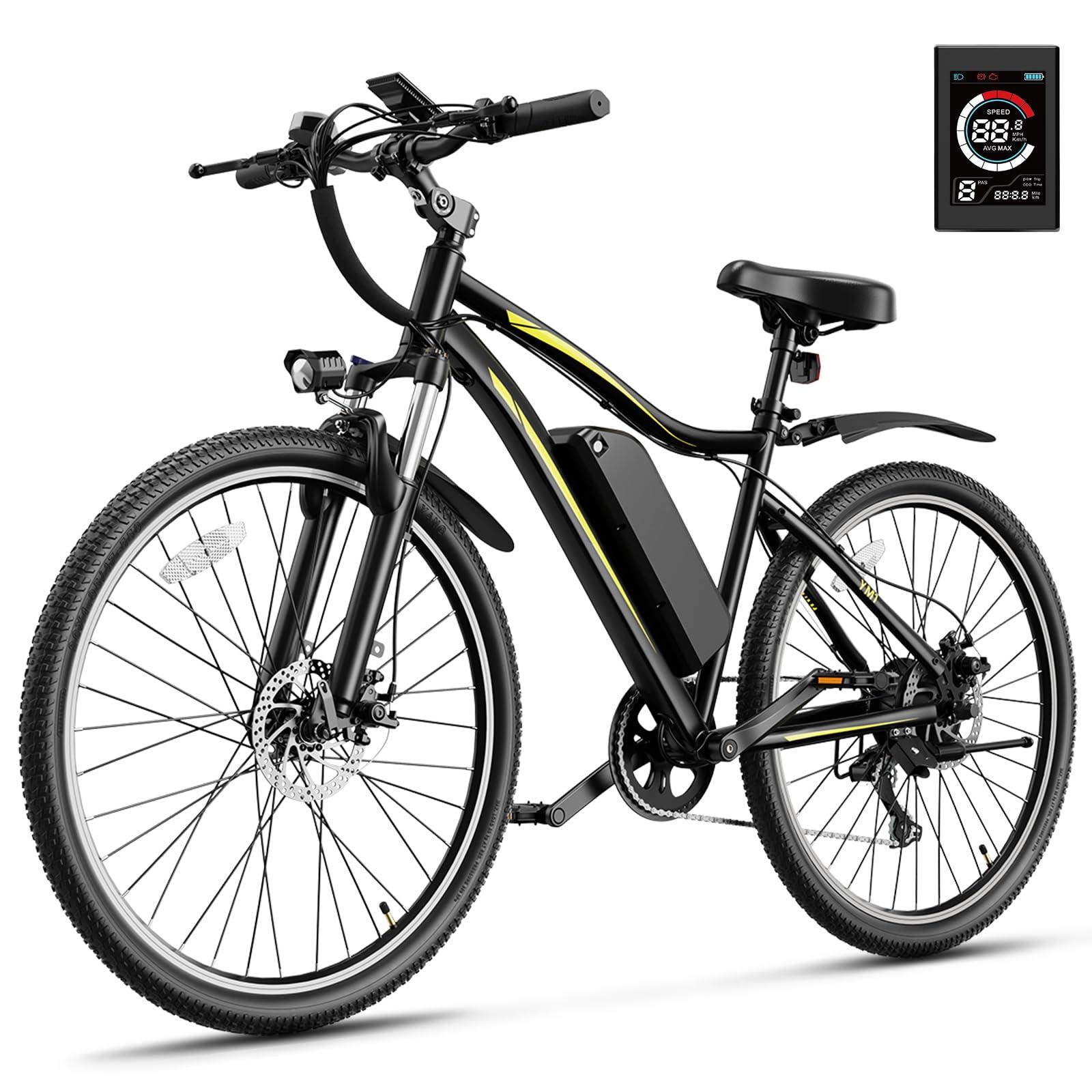 Jasion Electric Mountain Bike for Adults with 750W Peak Motor, 22MPH Max Speed Ebike with 480Wh Removable Battery, 40 Miles Range, 27.5" Tires Electric Mountain Bike, 7-Speed, Front Suspension