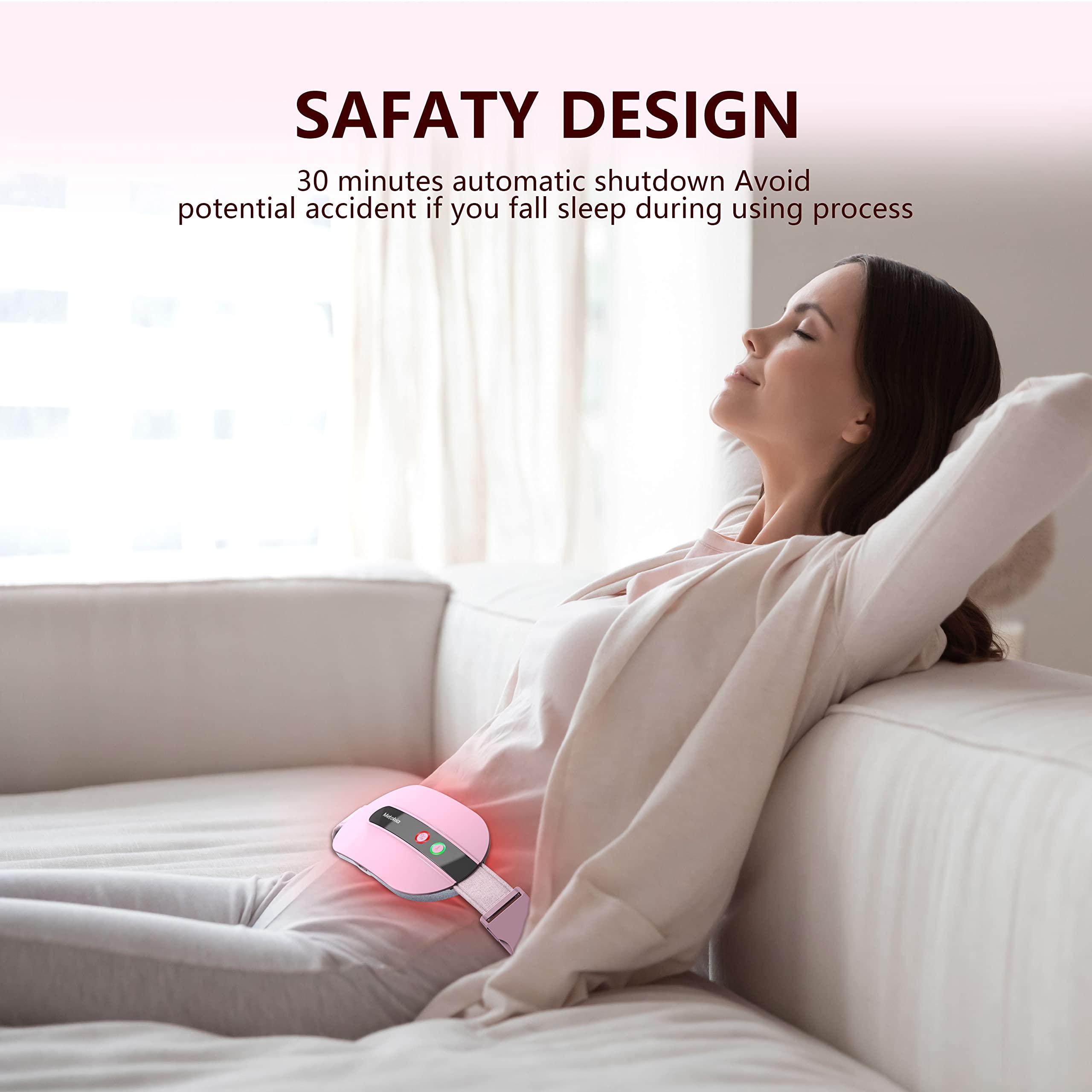 Portable Cordless Heating Pad, Heating Pad for Back Pain with 3 Heat Levels & 3 Vibration Massage Modes, Portable Electric Fast Heating Belly Wrap Belt for Women and Girl(Pink) - Image 5