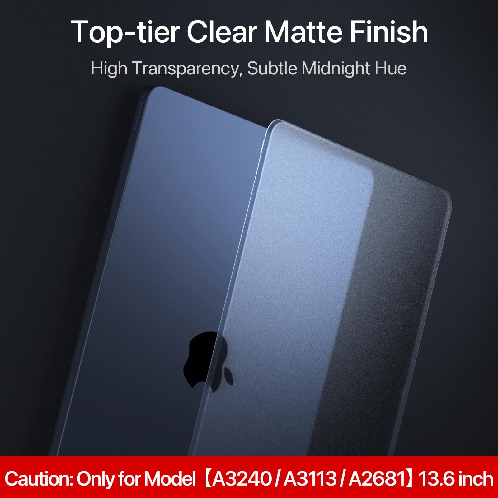 Soonjet Compatible for MacBook Air 13.6 inch Case M4 M3 M2 2025 2024-2022 Release Model A3240 A3113 A2681, Sturdy Protective Hard Shell Case Cover for MacBook Air M2 13 inch - Midnight Clear - Image 7