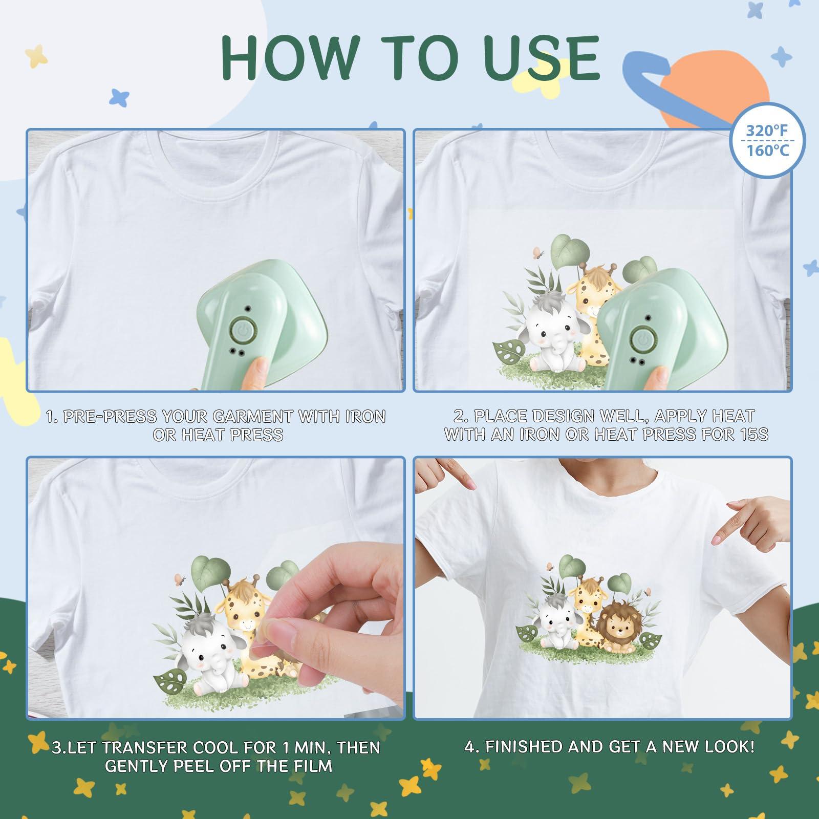 Falueqg 26pcs Forest Animal Iron On Transfers - DTF Transfers Ready to Press, Cute Iron on Decals Stickers for Baby Bodysuit, Heat Transfer Vinyl for Baby Onesie Bibs Decorating Kit - Image 6