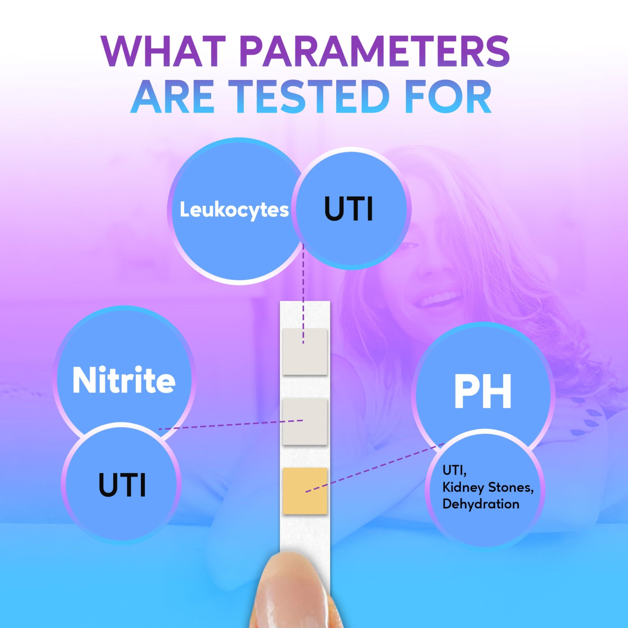 One Step UTI Test Strips, 100 Strip Tub, 3-in-1 Parameter At Home UTI Test for Women, Men & Kids, Urine Test Strips for UTI & Bladder, Easy to Use Urinary Tract Infection Test Kit, Home Health Tests - Image 7