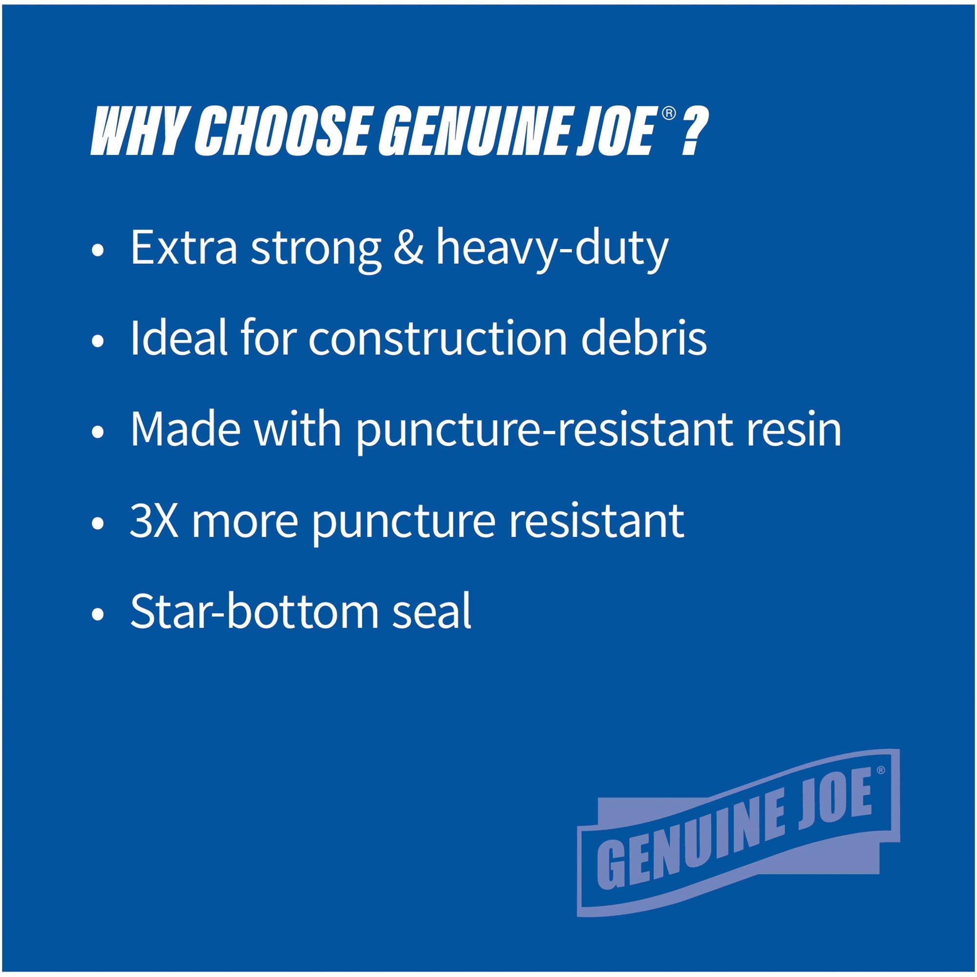 Genuine Joe GJO01535 Heavy Duty Low-Density Puncture Resistant Can Liner, 60 gallon Capacity, 56" Length x 39" Width x 1.50 mil Thickness, Black (Box of 50) - Image 11