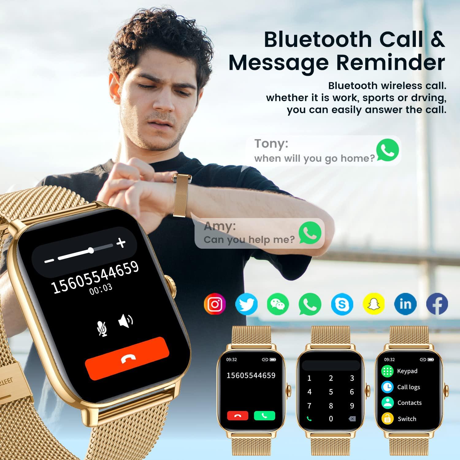 CanMixs Smart Watch for Android Phones iOS Waterproof Smart Watches for Women Men(Answer/Make Call) Sports Digital Watch Fitness Tracker Heart Rate Blood Oxygen Sleep Monitor Compatible Samsung iPhone - Image 2