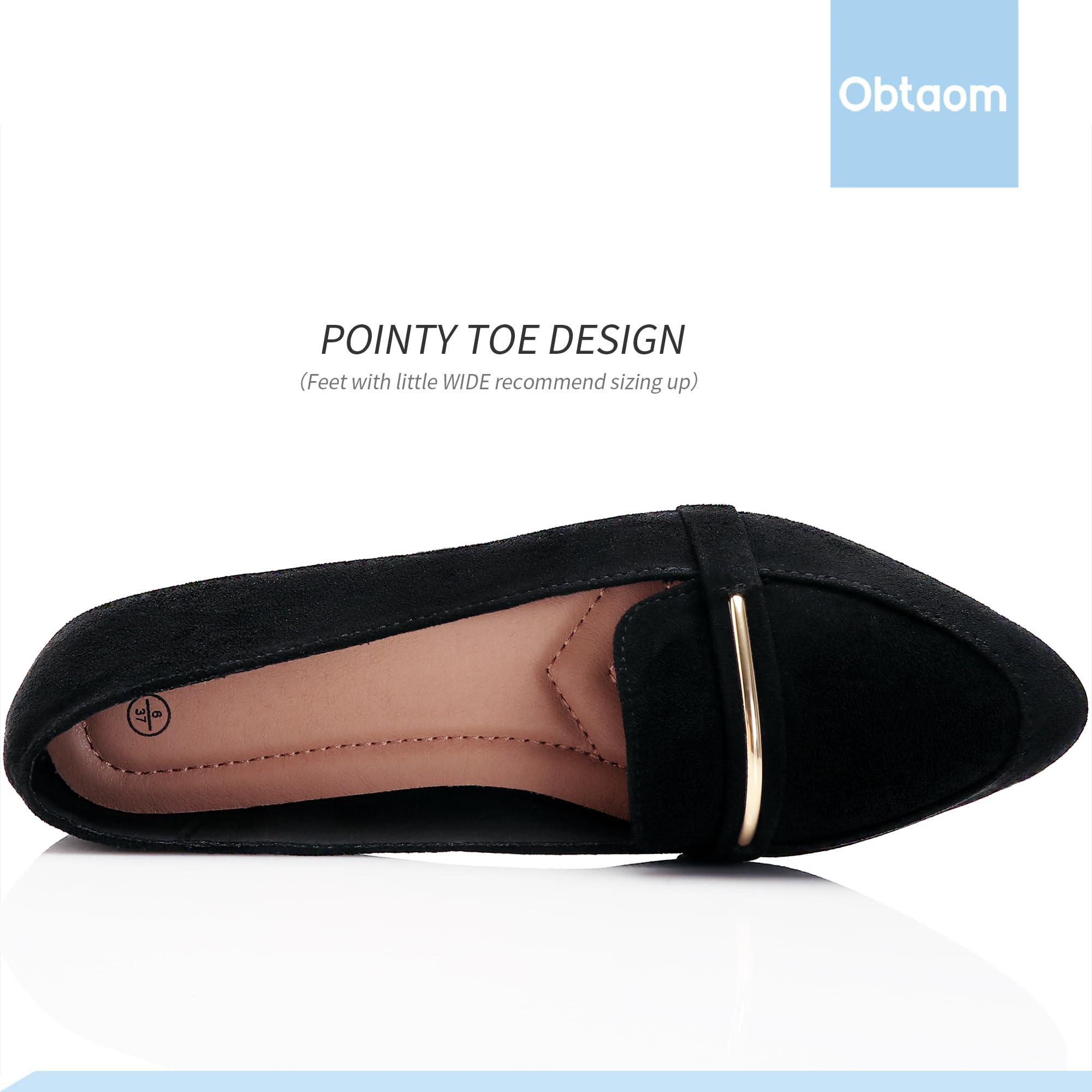 Obtaom Women's Pointy Toe Loafer Flat Comfortable Faux Suede Work Shoes,Cute Penny Loafer Slip On Ballet Flat - Image 4