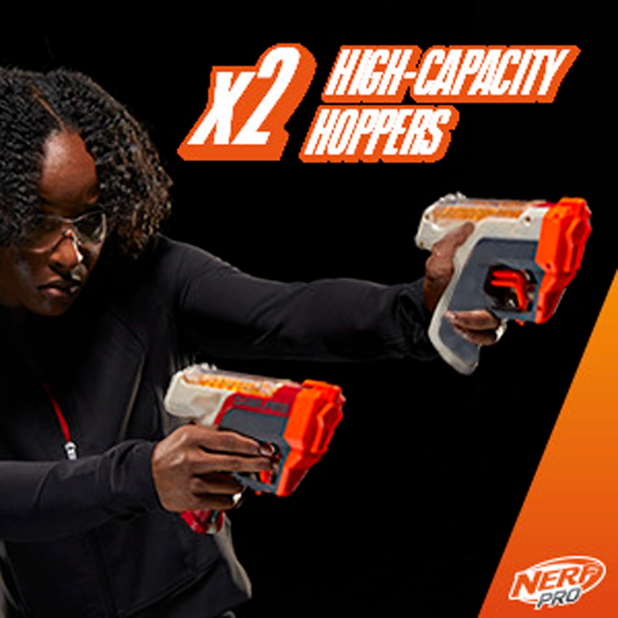 NERF Pro Gelfire Dual Wield Pack, 2 Blasters, No-Prime Firing, 5000 Gelfire Rounds, 2X 100 Round Integrated Hoppers, 2 Eyewear, Ages 14 & Up - Image 8
