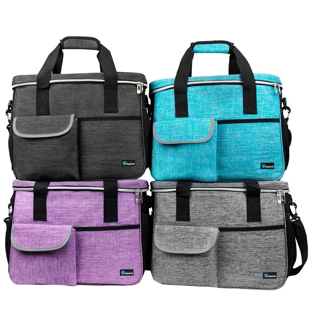 PetAmi Dog Travel Bag - Organizer with Food Container and Bowls, Supplies for Weekend Camping, Cat Diaper Bag (Charcoal, Large) - Image 7