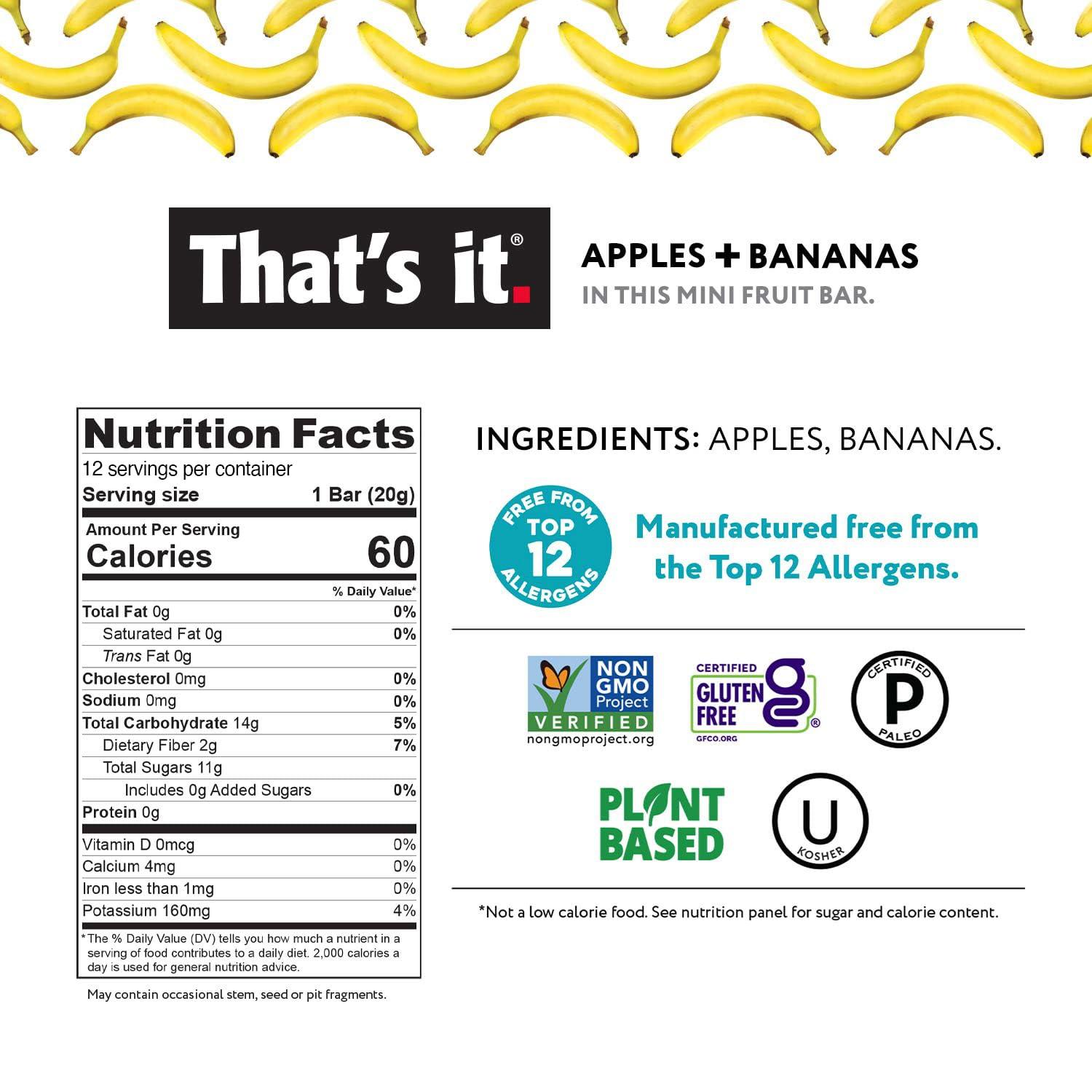 That's it. Mini Fruit Bars Gift Pouch (Variety 36 Count) No Sugar Added, Plant-Based, Vegan & Gluten Free, Paleo, Non GMO, Fiber (12 Banana, 12 Blueberry, 12 Mango) - Image 2