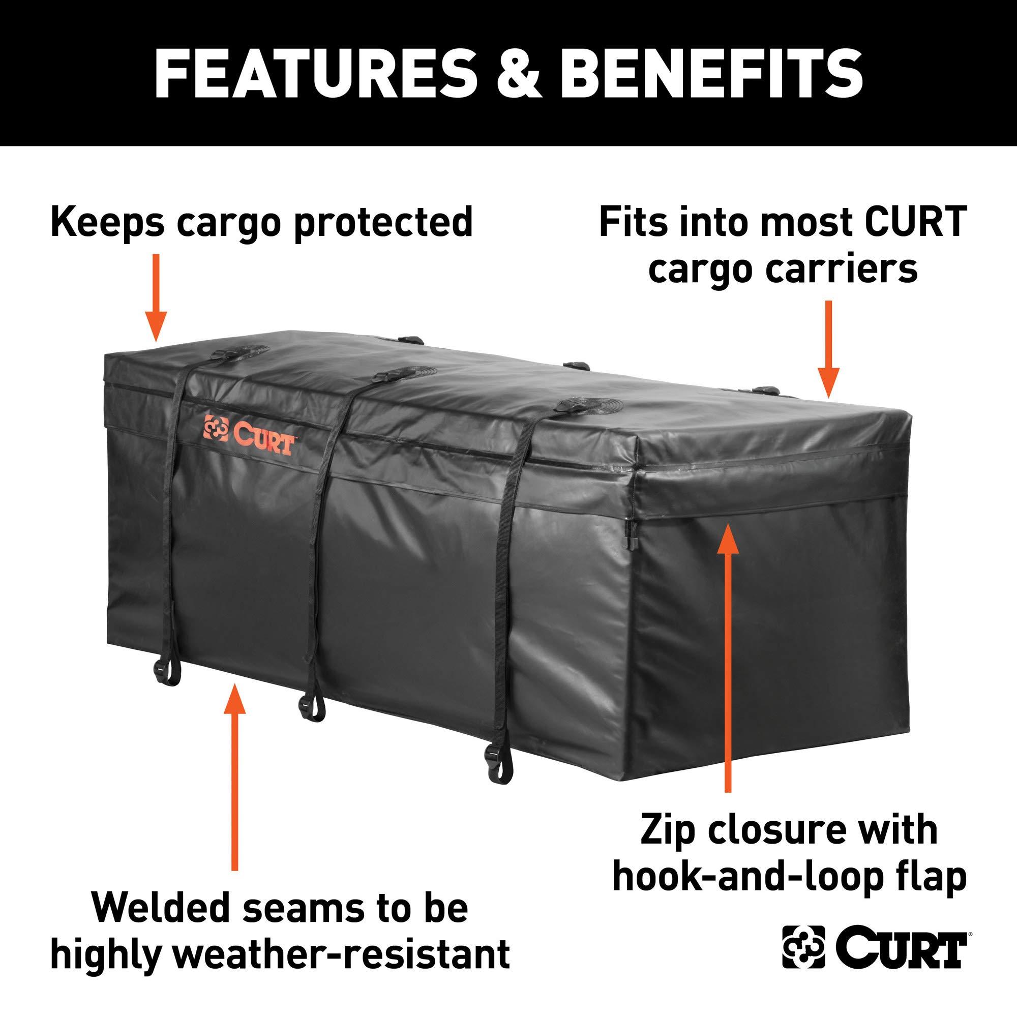 CURT 18211 56 x 22 x 21-Inch Weather-Resistant Black Vinyl Cargo Bag for Hitch Carrier - Image 3
