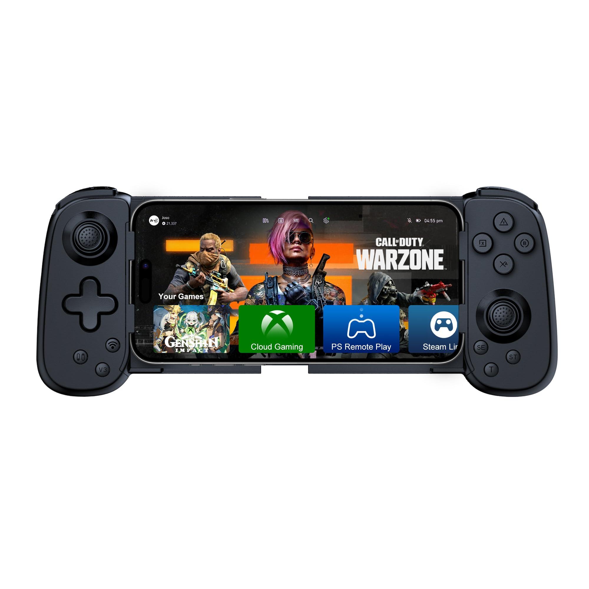 Wireless Phone Controller for iPhone/Android, Mobile Game Controller with Hall Joystick Suitable for Xbox Cloud Gaming, PS Remote Play, Steam Link, Call of Duty & More - Black