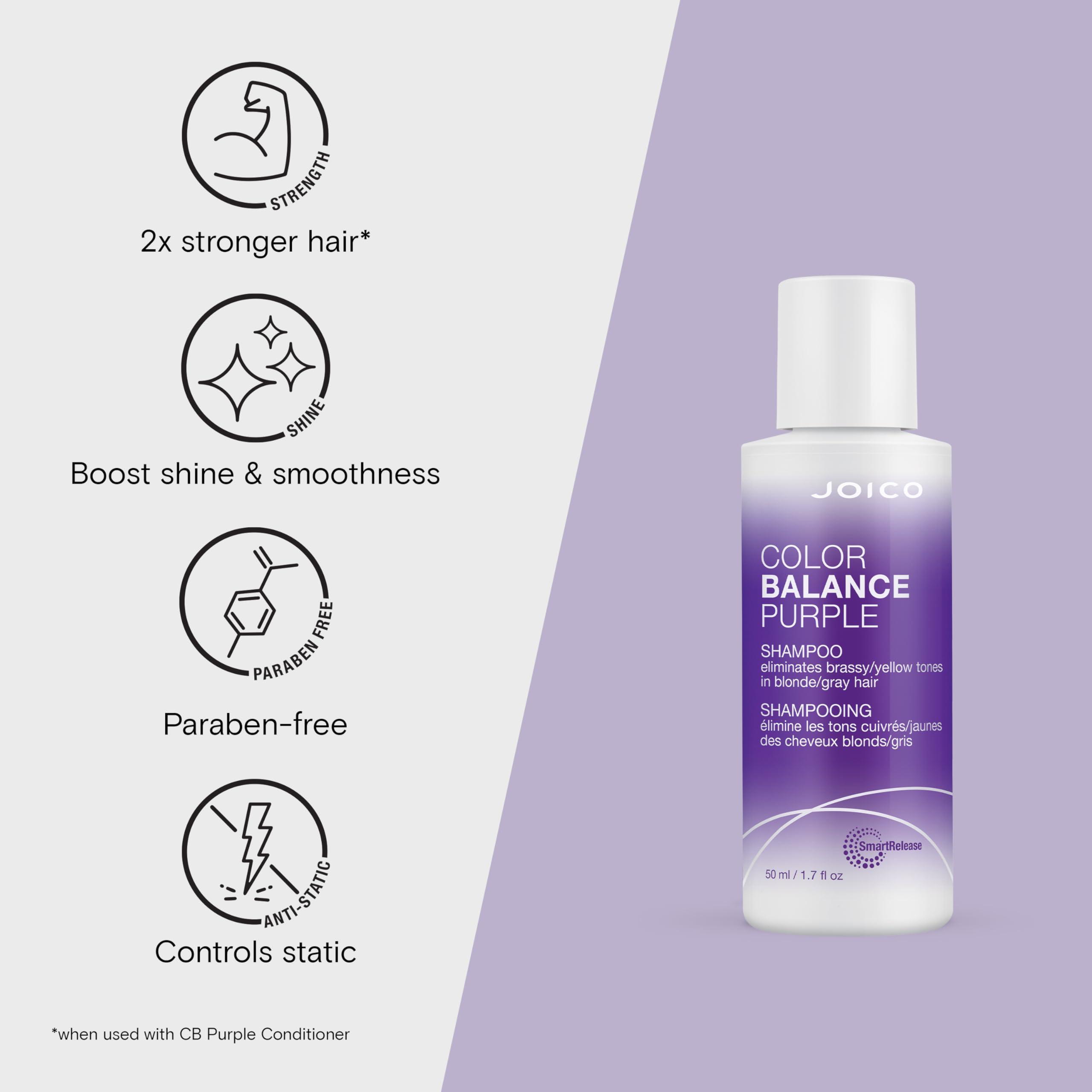 Joico Color Balance Purple Shampoo | For Cool Blonde or Gray Hair | Eliminate Brassy Yellow Tones | Boost Color Vibrancy & Shine | UV Protection | With Rosehip Oil & Green Tea Extract - Image 3