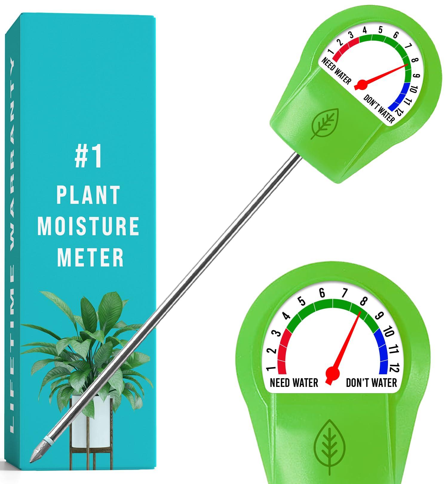 GROWIT Plant Moisture Meter Houseplants - Accurate Plant Water Meter for Indoor Plants Soil Moisture Meter Stocking Stuffers Gift for Mom Dad Adults - No Battery Needed