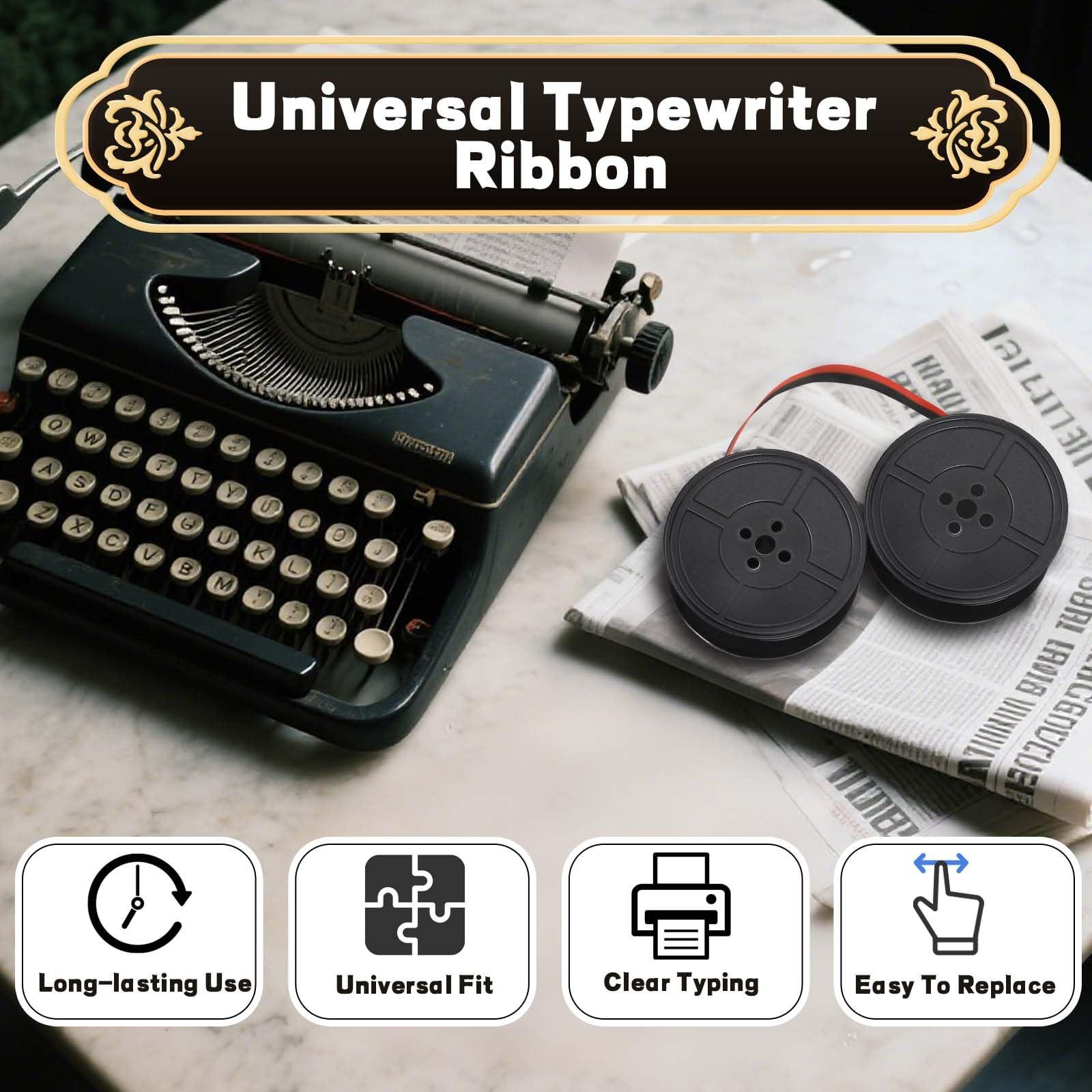 2 Pairs Typewriter Ribbon，Universal Typewriter Ribbon，Durable Twin Spool Replacement, Compatible with Smith Corona, Royal Classic Typewriters ，Suitable for Most Vintage Typewriters（Black/Red） - Image 4