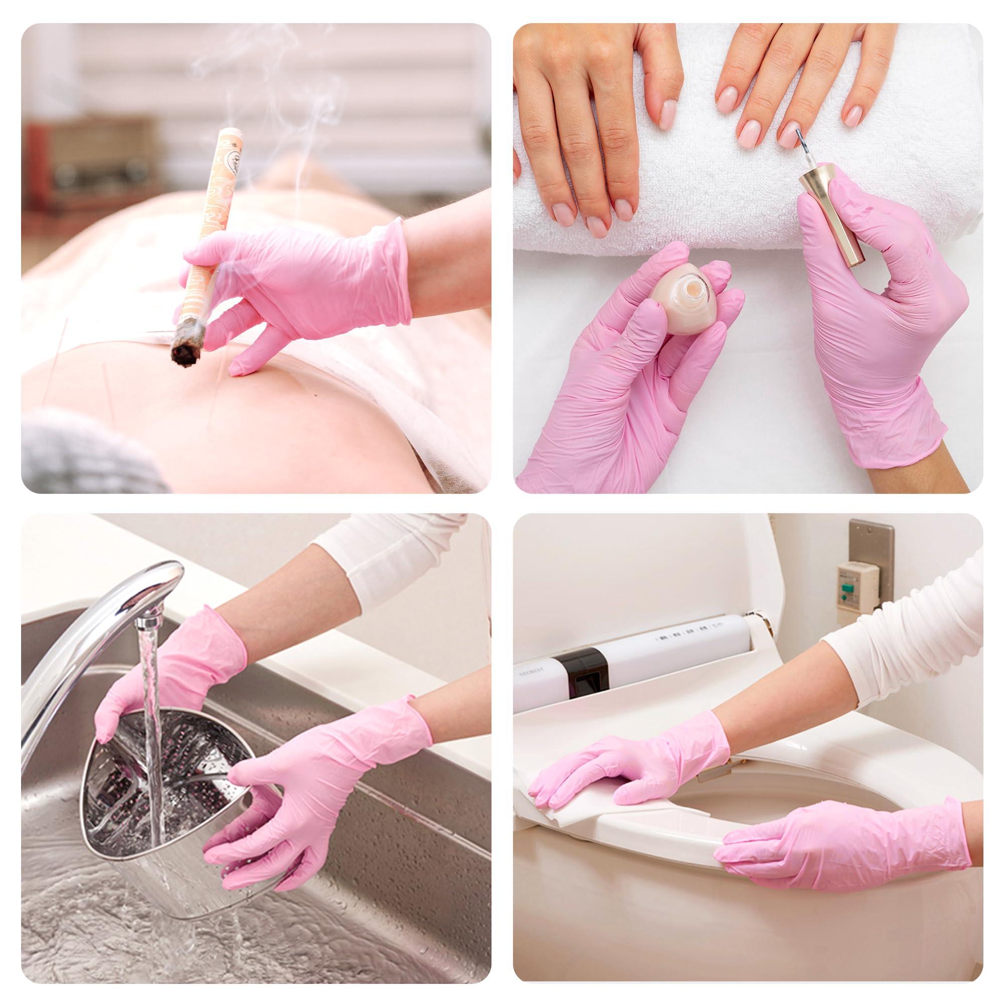 SwiftGrip Pink Disposable Gloves, Medical exam Gloves Disposable Latex Free, Gloves for Cleaning & Esthetician, Pink Rubber Gloves, Pink Cleaning Gloves, Powder-Free, 100-ct Box (Small) - Image 7