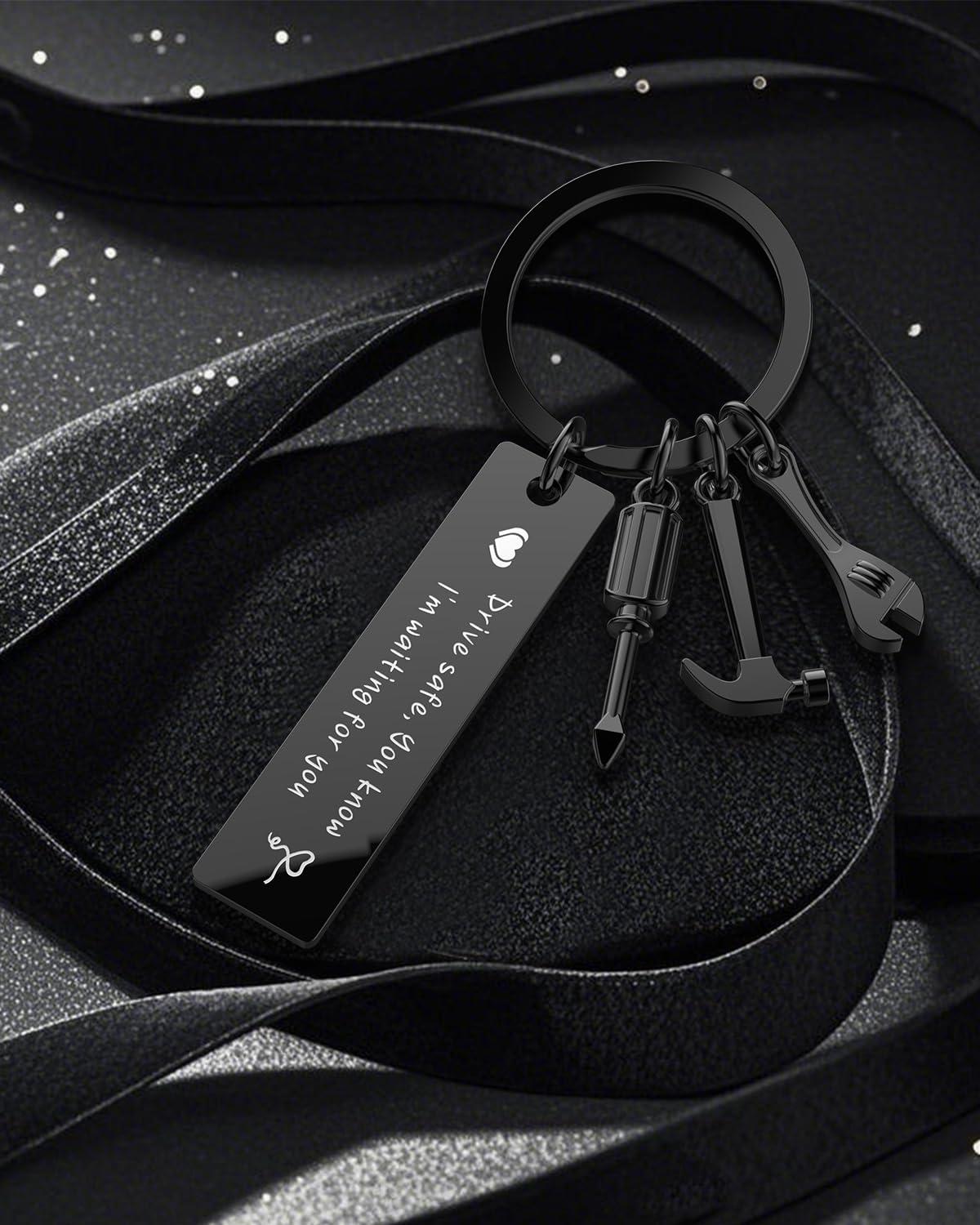 iXular Christmas Stocking Stuffers For Men, Drive Safe Keychain for Boyfriend Husband Brothers,Gifts for Men Him Dad - Image 5