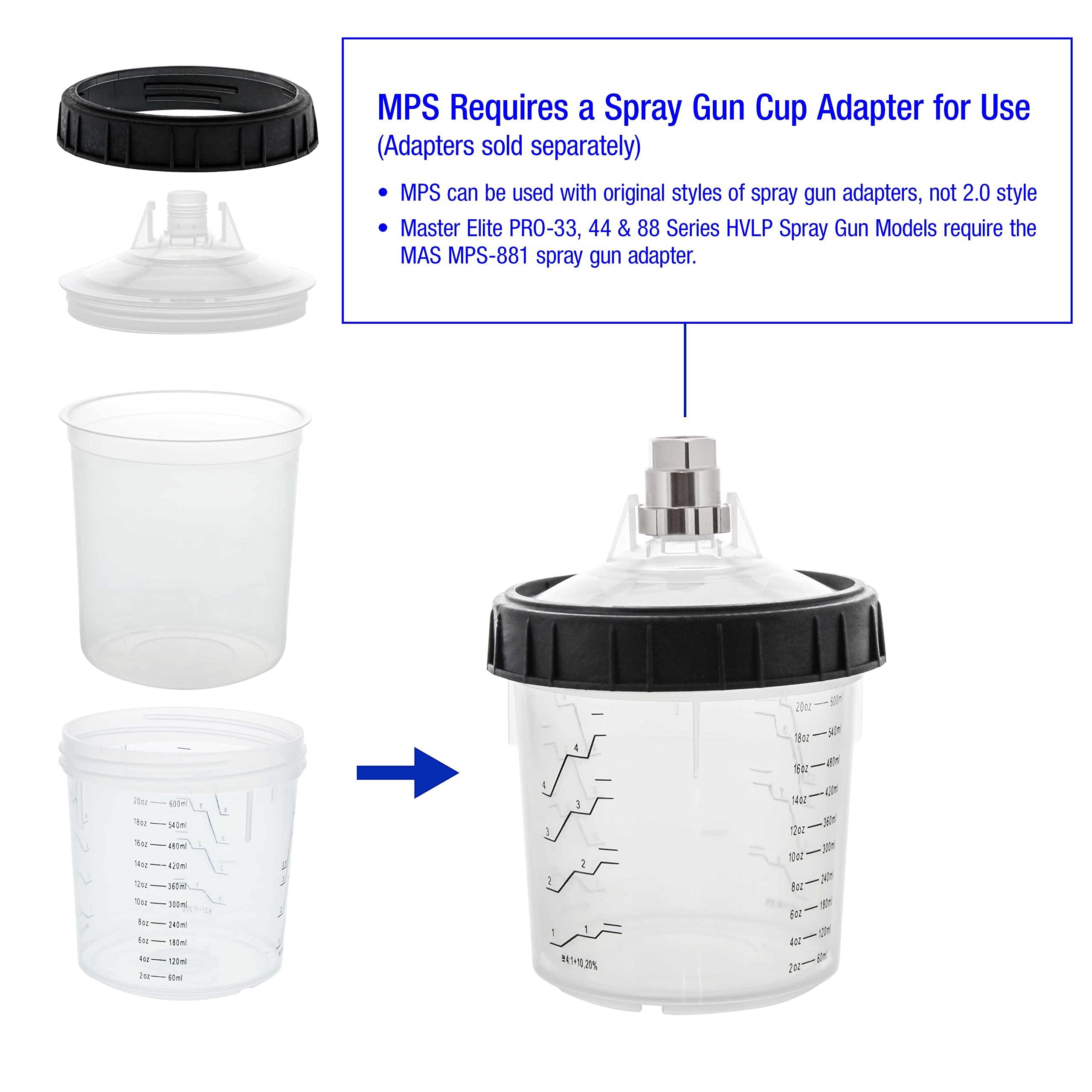 Master Paint System MPS Disposable Paint Spray Gun Liners and Lid System, 40 Pack Standard Size 20 Ounce (600ml) Kit - 40 Liners, 40 Lids with Strainer, 1 Hard Cup with Retainer Ring, 10 Plugs - Image 3
