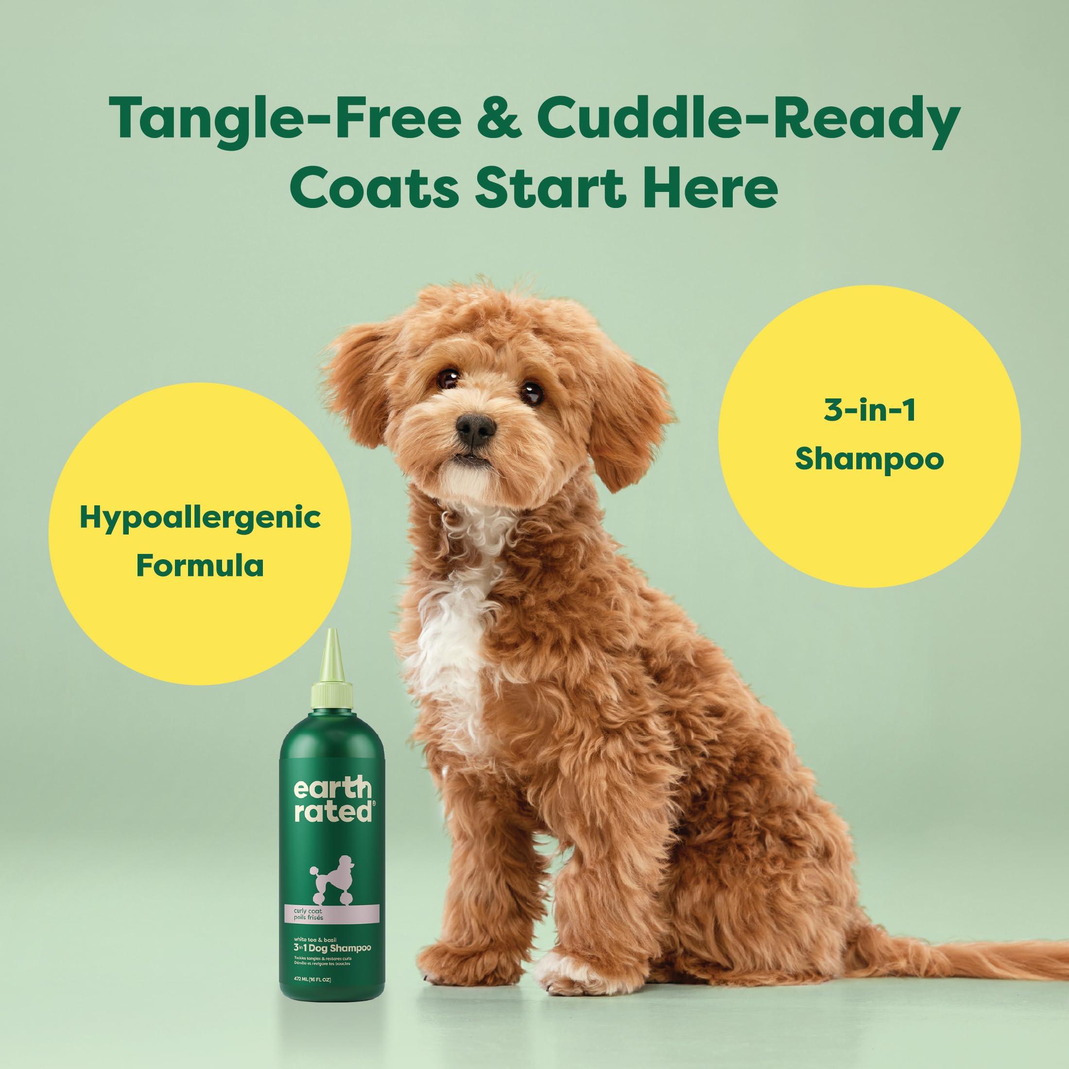 Earth Rated 3-in-1 Detangling Dog Shampoo and Conditioner, Deodorizing Oatmeal Shampoos for Dogs and Puppies, Great for Smelly Pets, White Tea and Basil Scent, 16 oz - Image 2