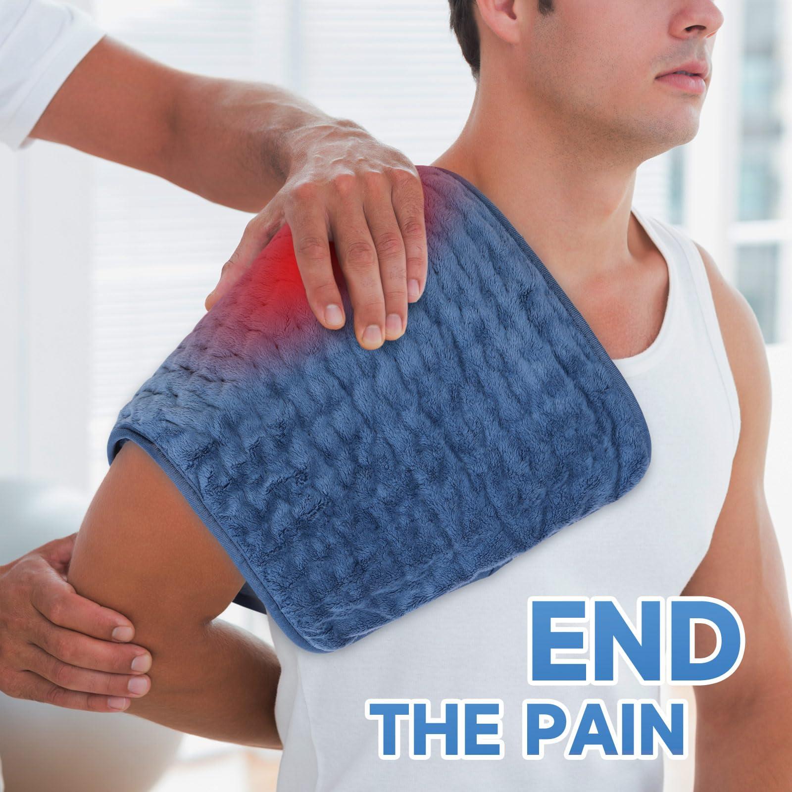 Heating Pad for Back, Heating Pad for Period Cramps with 6 Heat Settings & Timer, Portable Electric Heating Pads for Neck and Shoulders, Christmas Gifts for Women, Men, Blue - Image 6