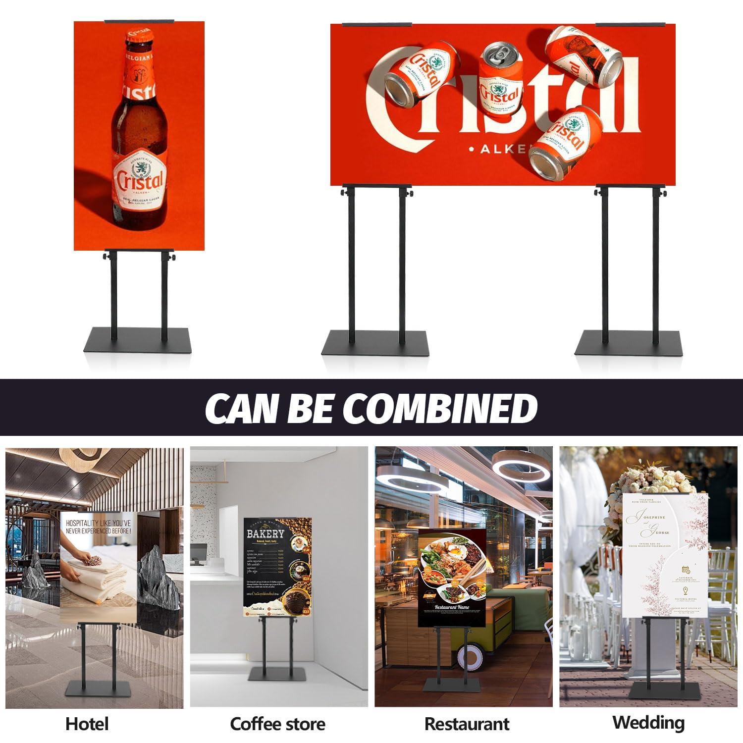 AceShow Poster Stand for Display, Adjustable Sign Holder Stand with Heavy Duty Pedestal, Stand Up Banner Sign for Floor, Height Up to 80 inch, Double-Sided Signage with Non-Slip Mat (4 Pack) - Image 6