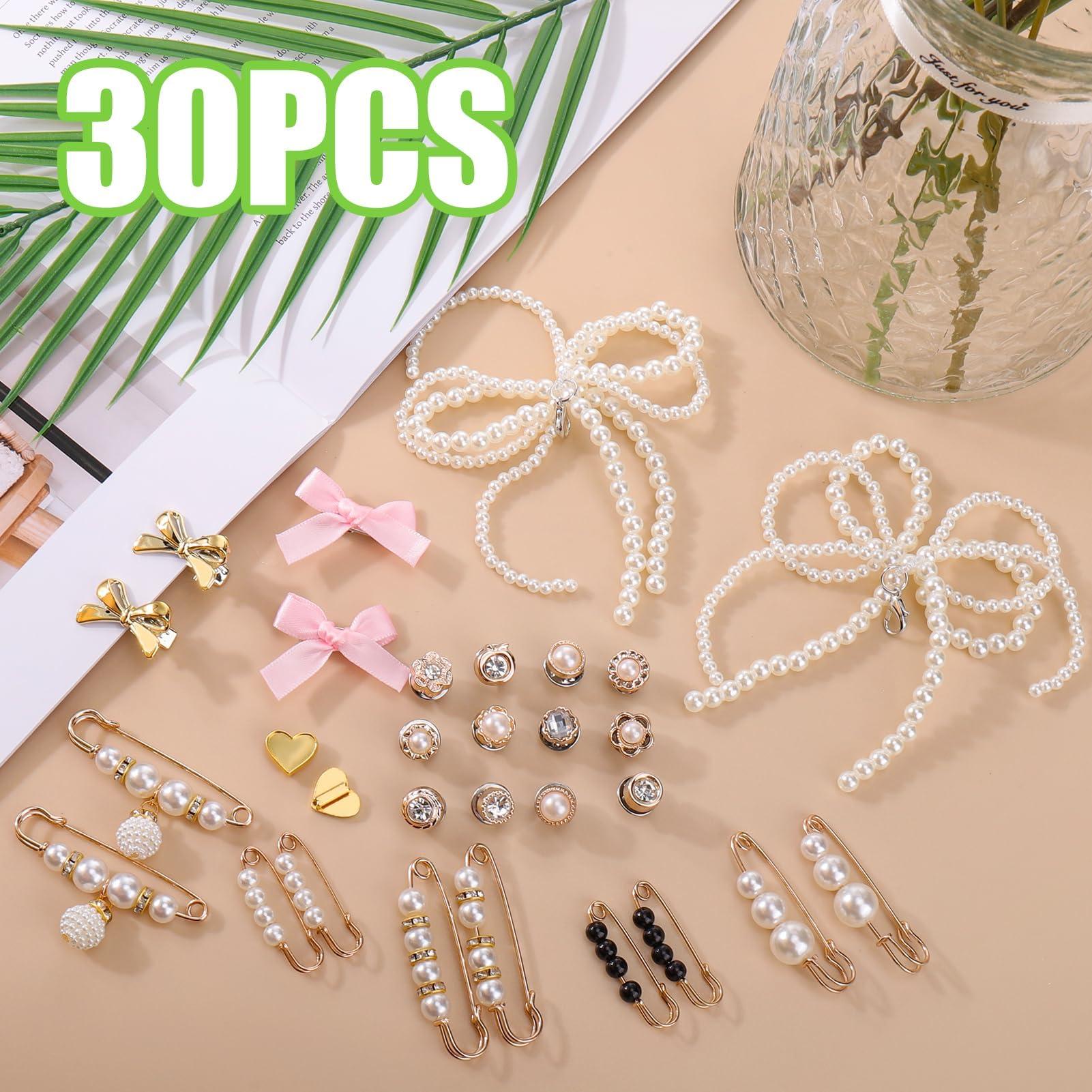 pequano Shoes Charms for Sneakers Socks, 30/43pcs Pearl Shoe Lace Jewelry, Junk Socks Charms Pins, Stylish Shoe Decoration Charms for Women, Brooch Pins Buttons for Clothes, Hats Decoratin - Image 7