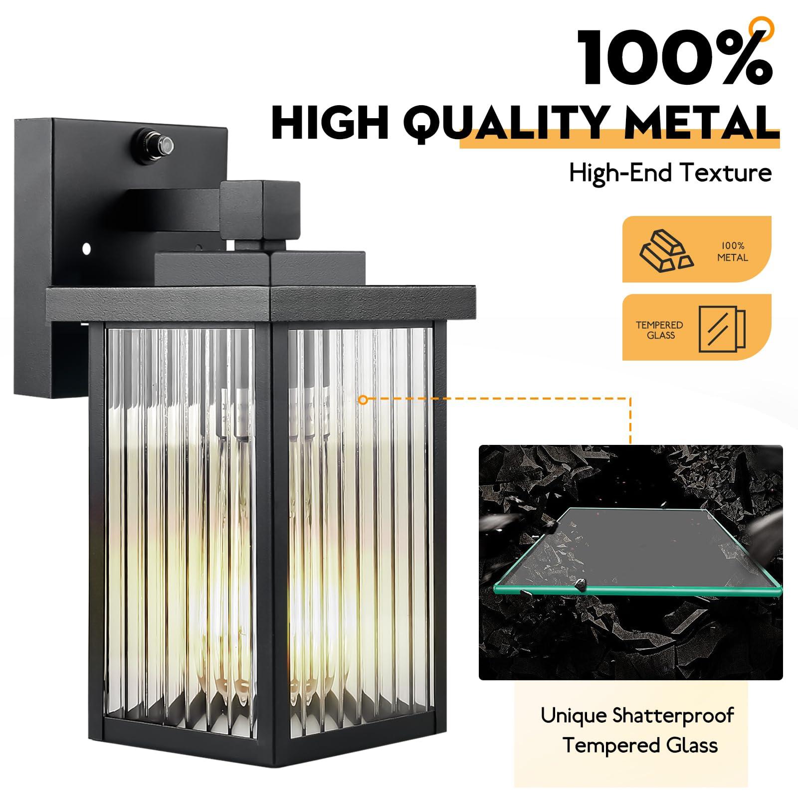 hameso Dusk to Dawn Outdoor Lighting, Waterproof Outdoor Porch Light with Tempered Glass, Outdoor Light Fixture for House Exterior Front Door Garage Patio - Image 2