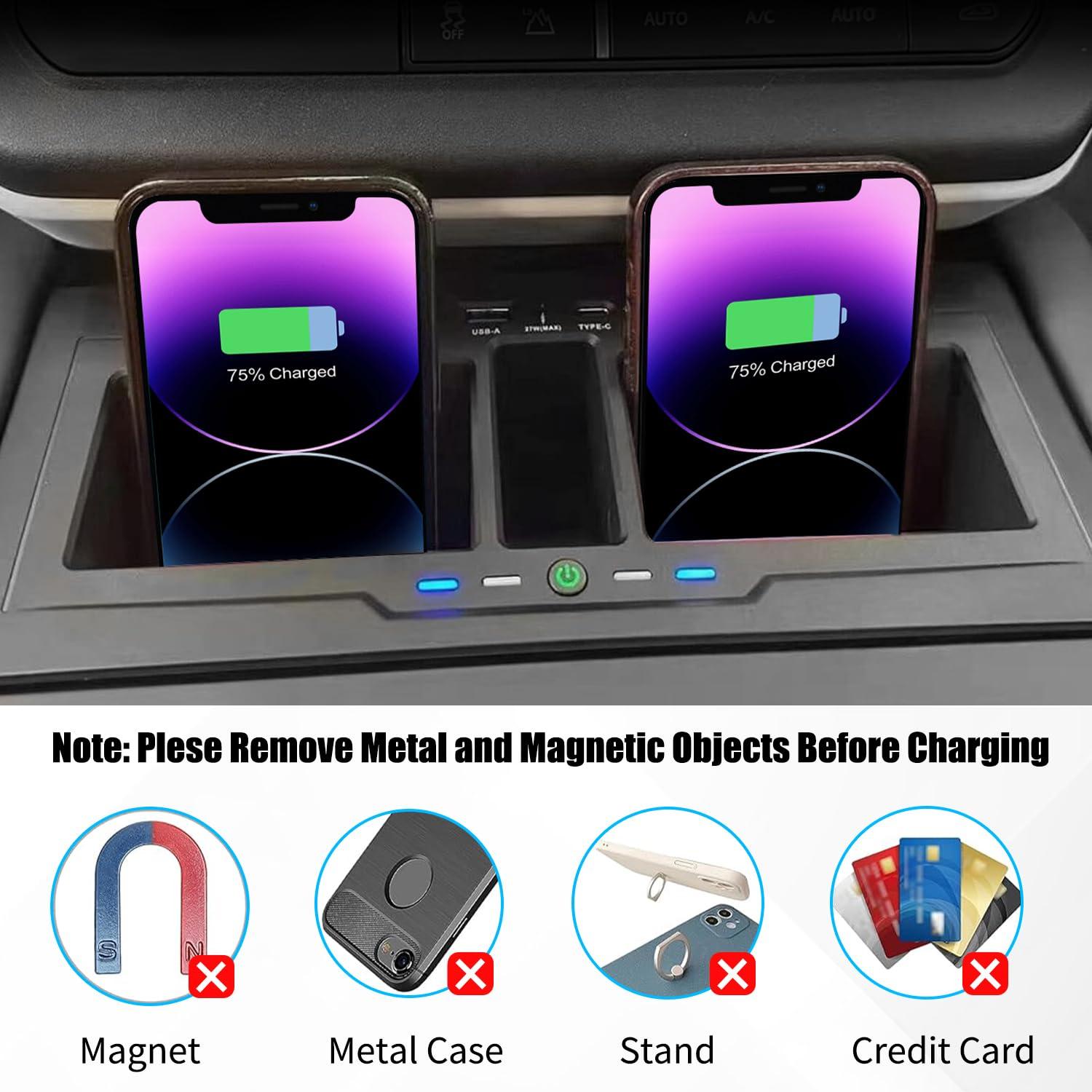 Dual Wireless Car Charger Compatible with 2020-2024 Land Rover Defender 90 110 130 15W Dual Wireless Fast Charging Smartphone Charger Tray with 27W USB & Type-C Center Console Accessories - Image 6