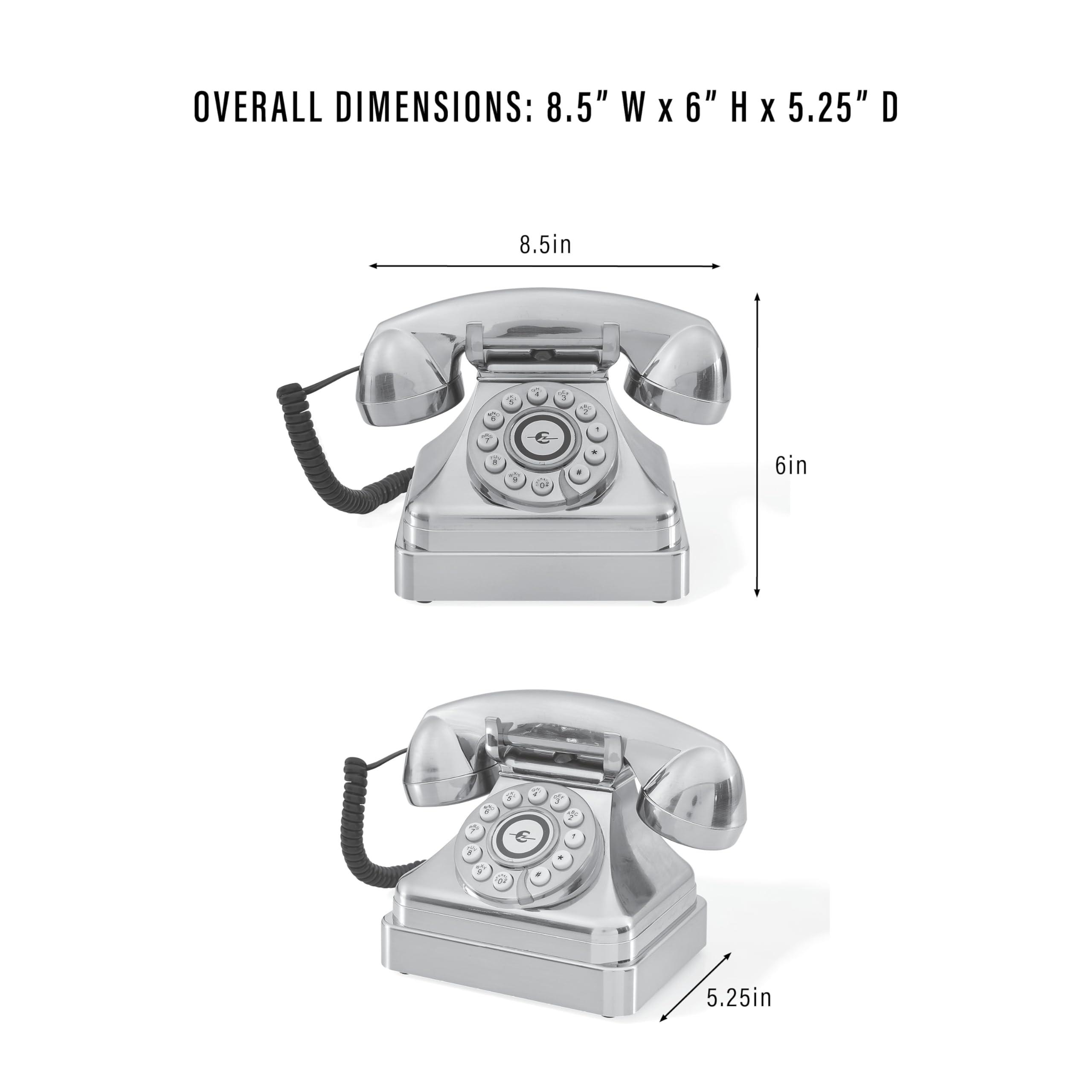 Crosley CR62-BK Kettle Classic Corded Desk Phone - Landline for Home with Retro Rotary Style, Black - Image 5