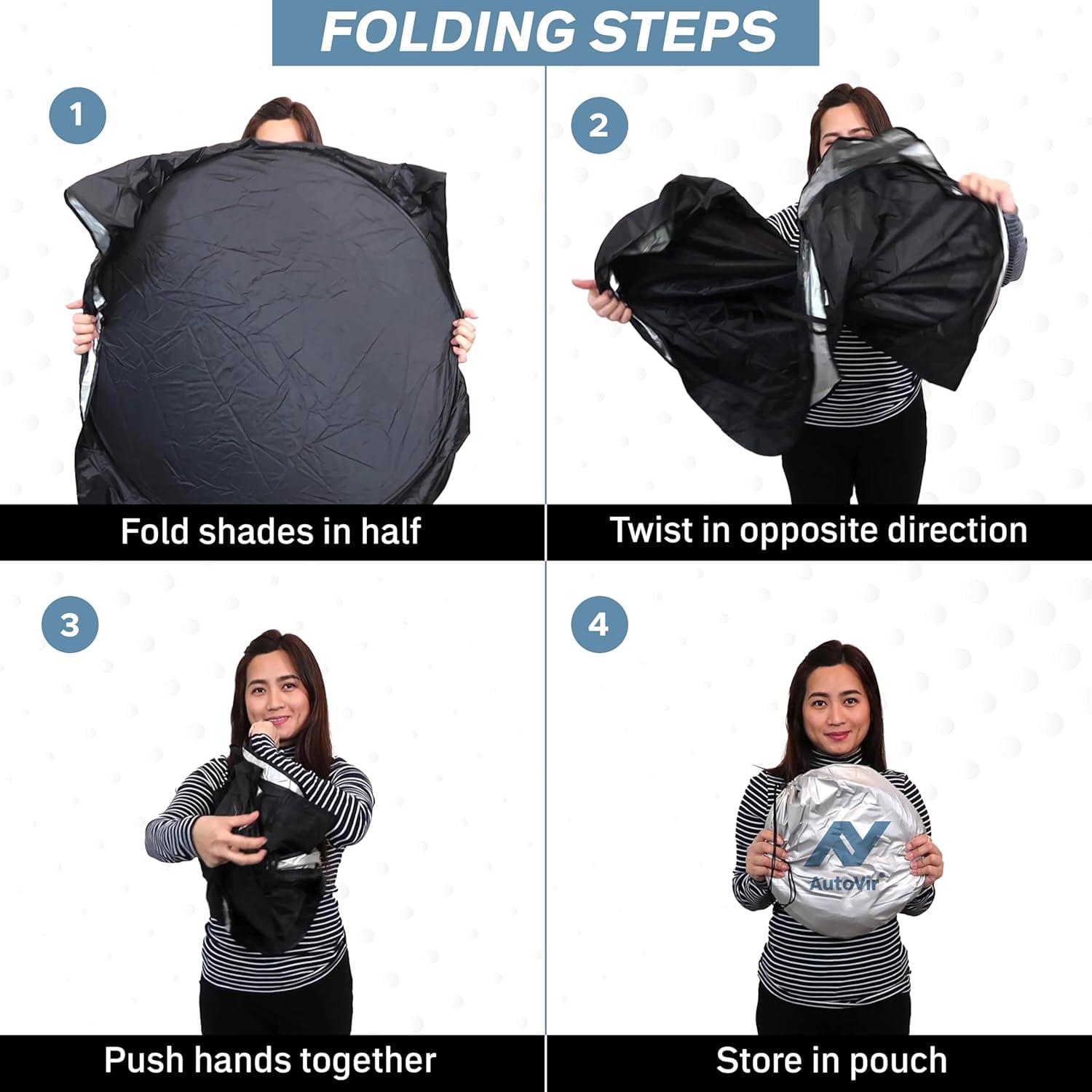 Autovir Foldable Windshield Sun Shade for Car – 240T Reflective UV and Heat Shield with Storage Bag | Keeps Interior Cool | Universal Fit for Sedans, SUVs, and Trucks – Medium (64" x 32") - Image 8