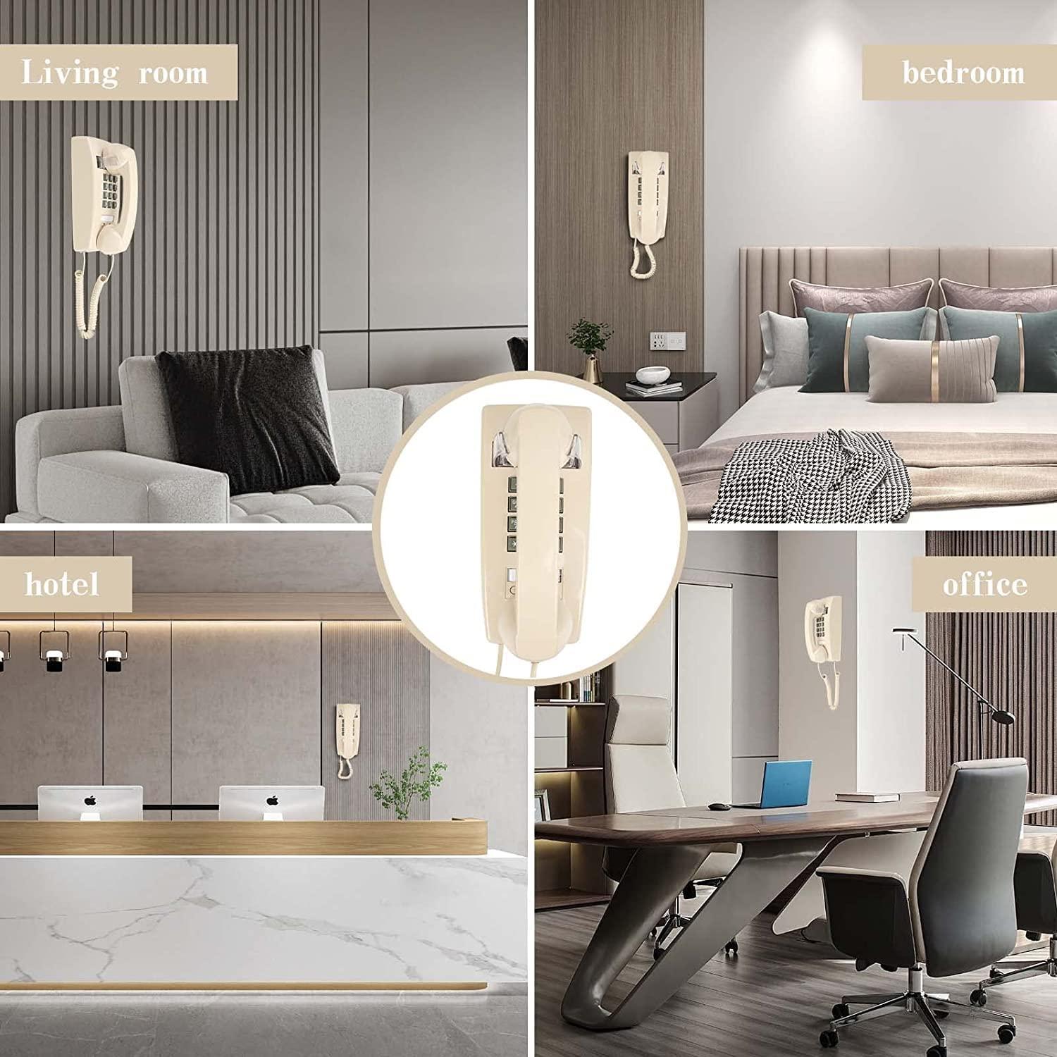 Wall Phone with Classic Design,Corded Wall Phone,Crisp Mechanical Ringer,Easy to Install, Retro Phone, Perfect for Kitchen,Living Room & Bedroom (Beige) - Image 6