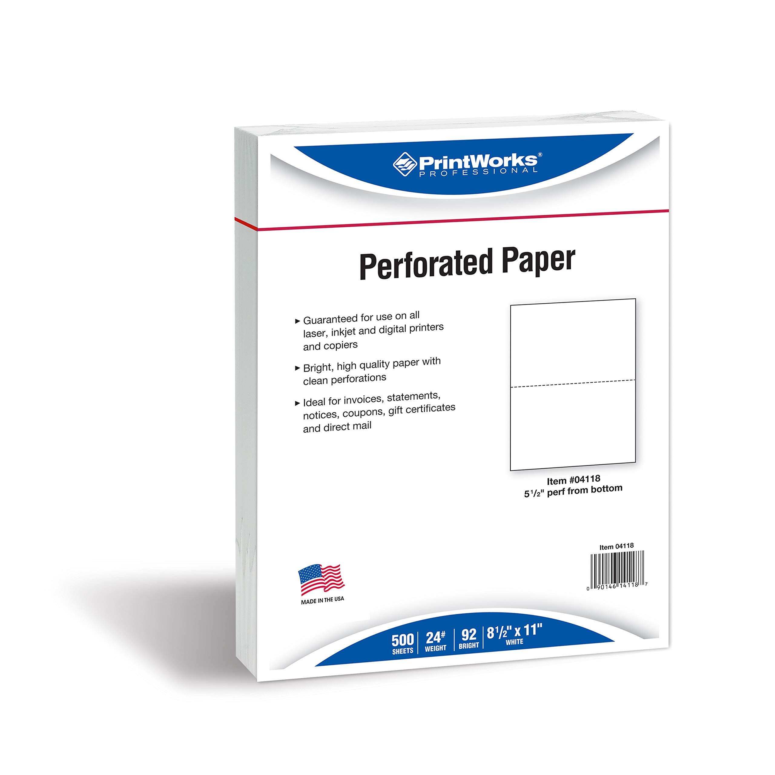 PrintWorks Professional Half Sheet Perforated Paper 8.5” x 11” - Perfect For W-2, 1099, & Statement Use - Made in the USA - 2500 Sheets - 20 lb - A5 Paper - Printer Compatible - White (04116C) - Image 3