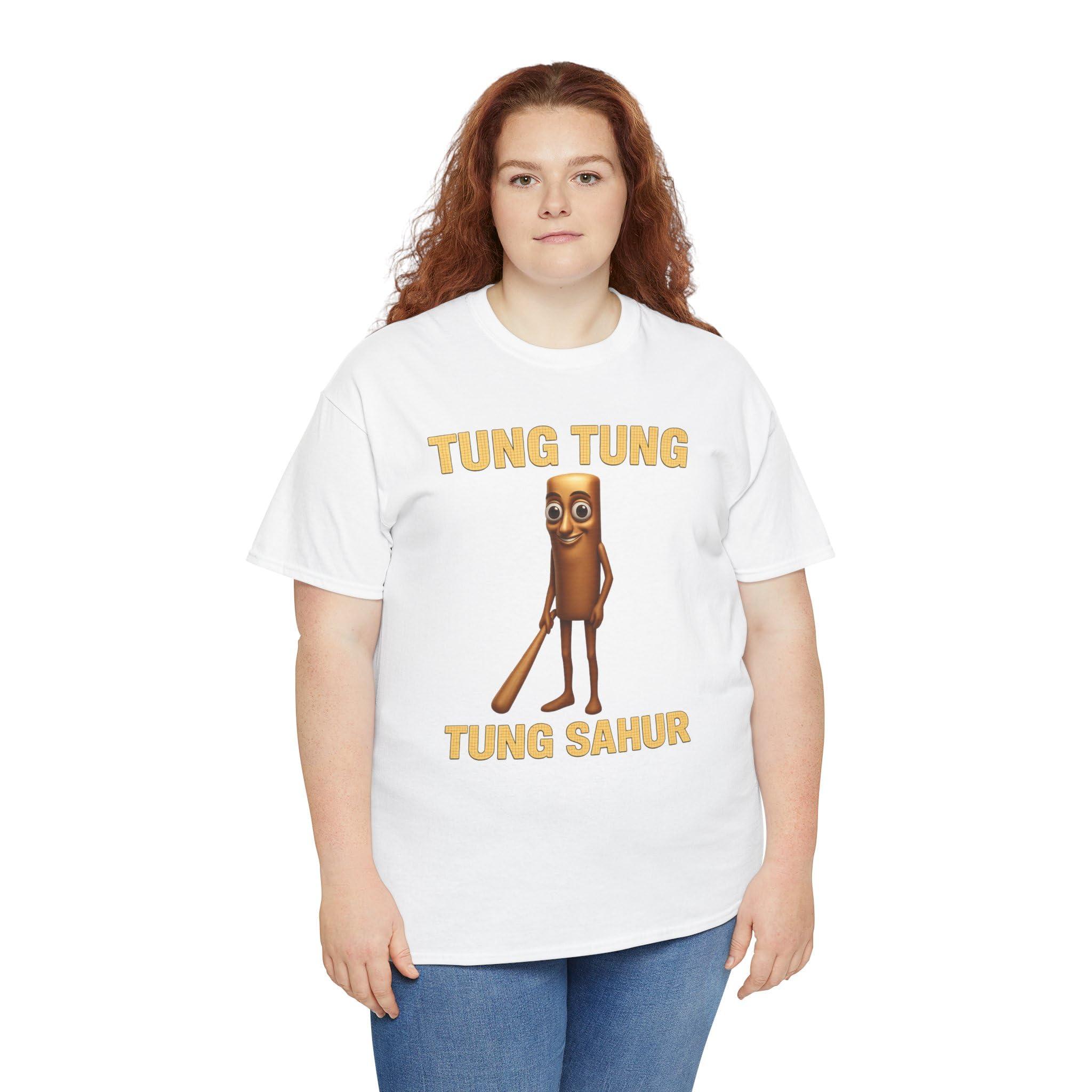Tung Tung Tung Sahur Meme Shirt, Funny Ironic Viral T-Shirt, Unhinged Internet Humor Tee, John Pork, Tim Cheese, Cringe Core White - Image 8
